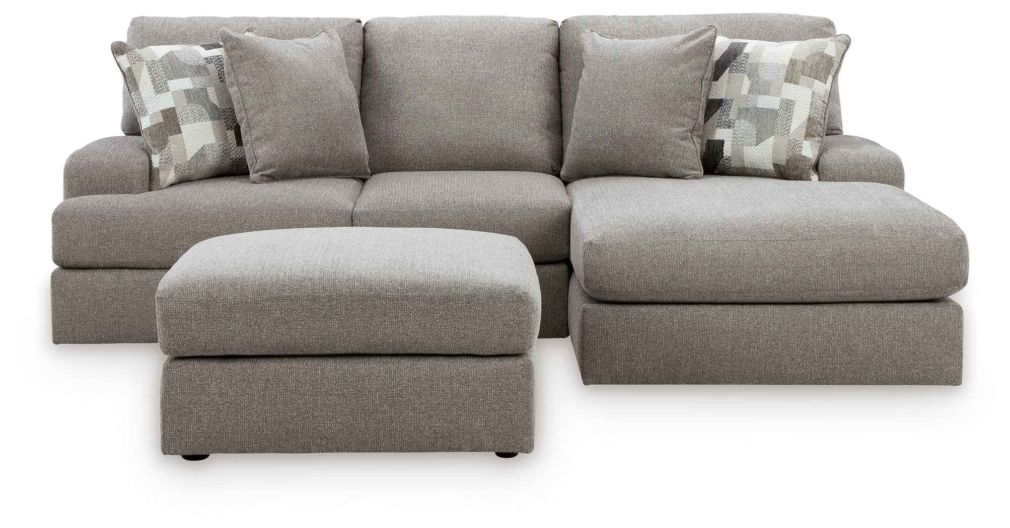 Lindon 2-Piece Sectional with Chaise and Oversized Accent Ottoman in Smoke
