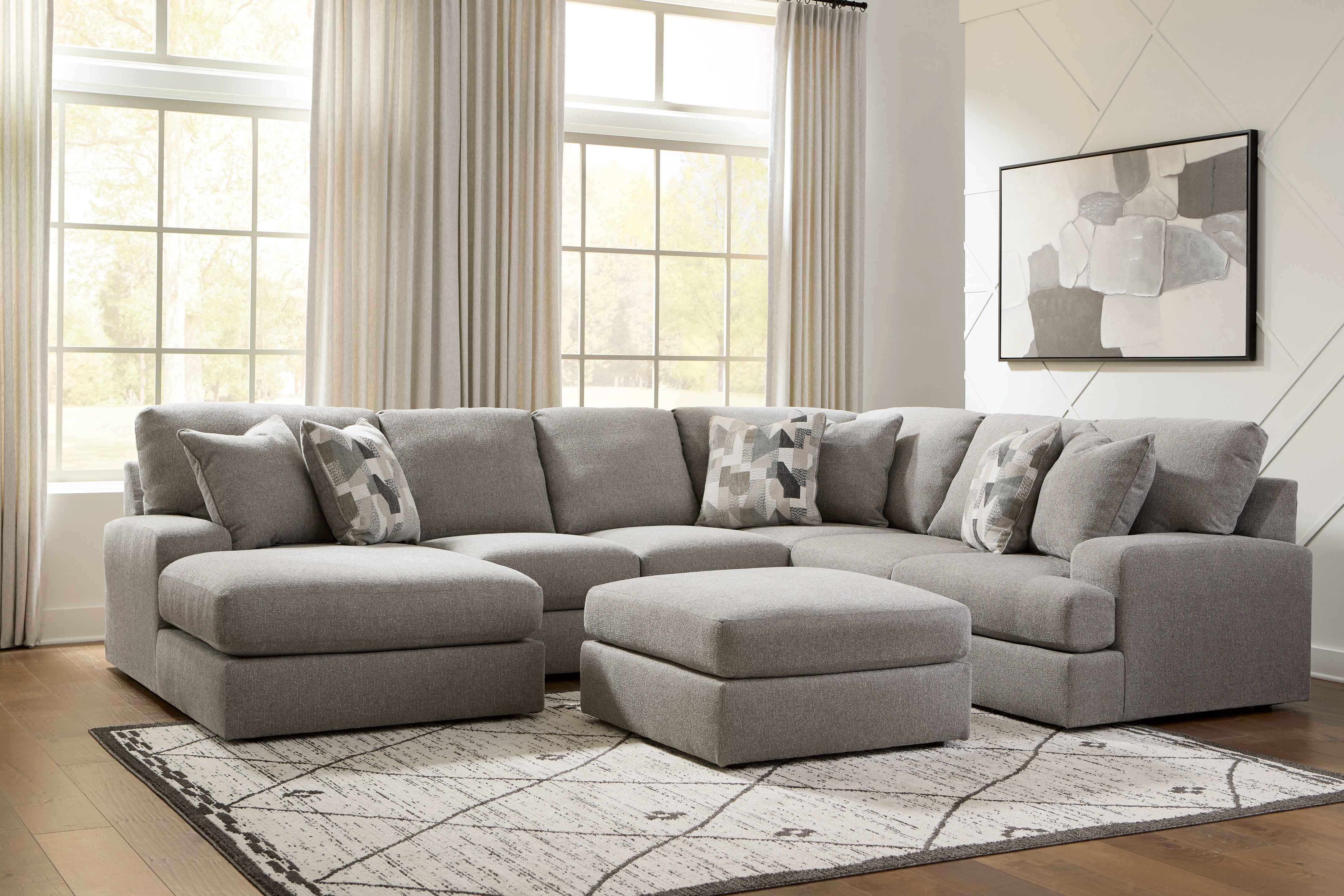 Lindon 3-Piece Sectional with Chaise and Oversized Accent Ottoman in Smoke - Image 2
