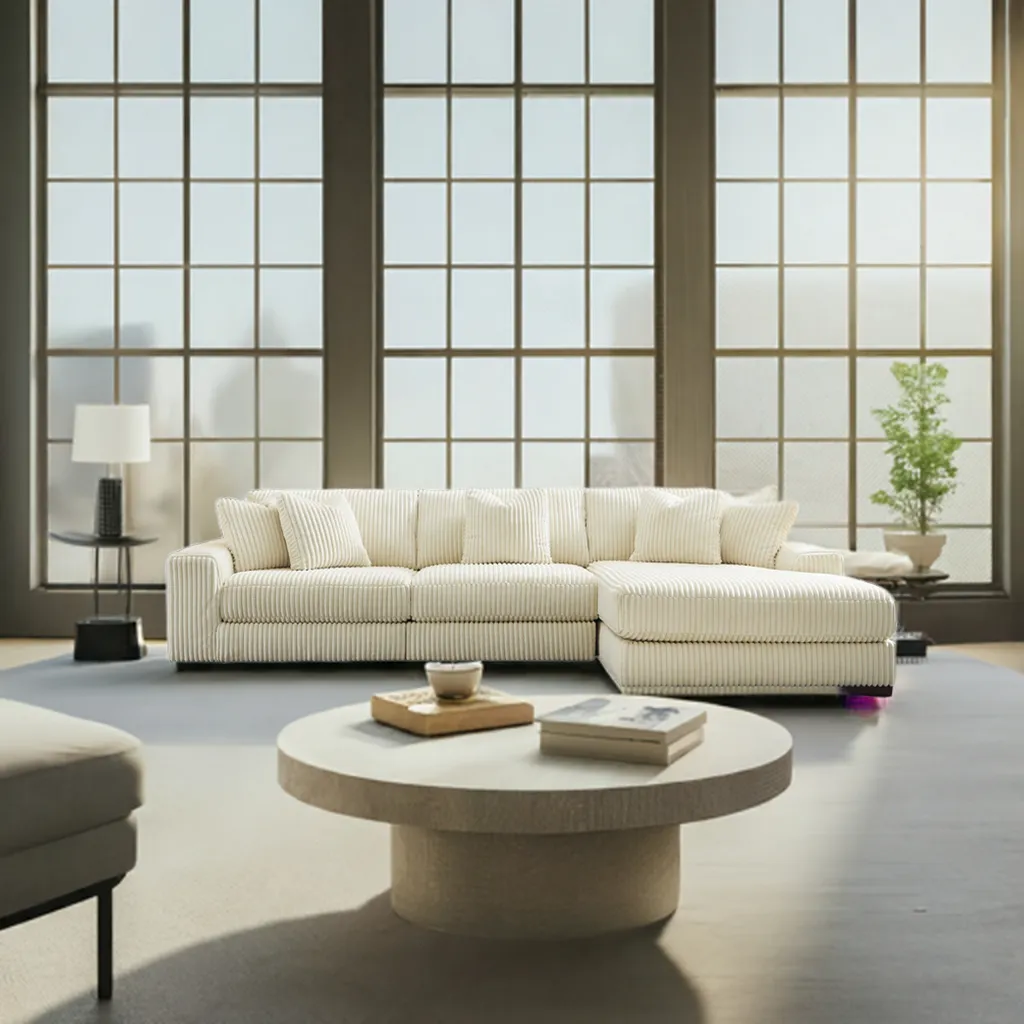 Lindyn Ivory 3-Piece Right Arm Facing Modular Chaise Sectional - Image 2