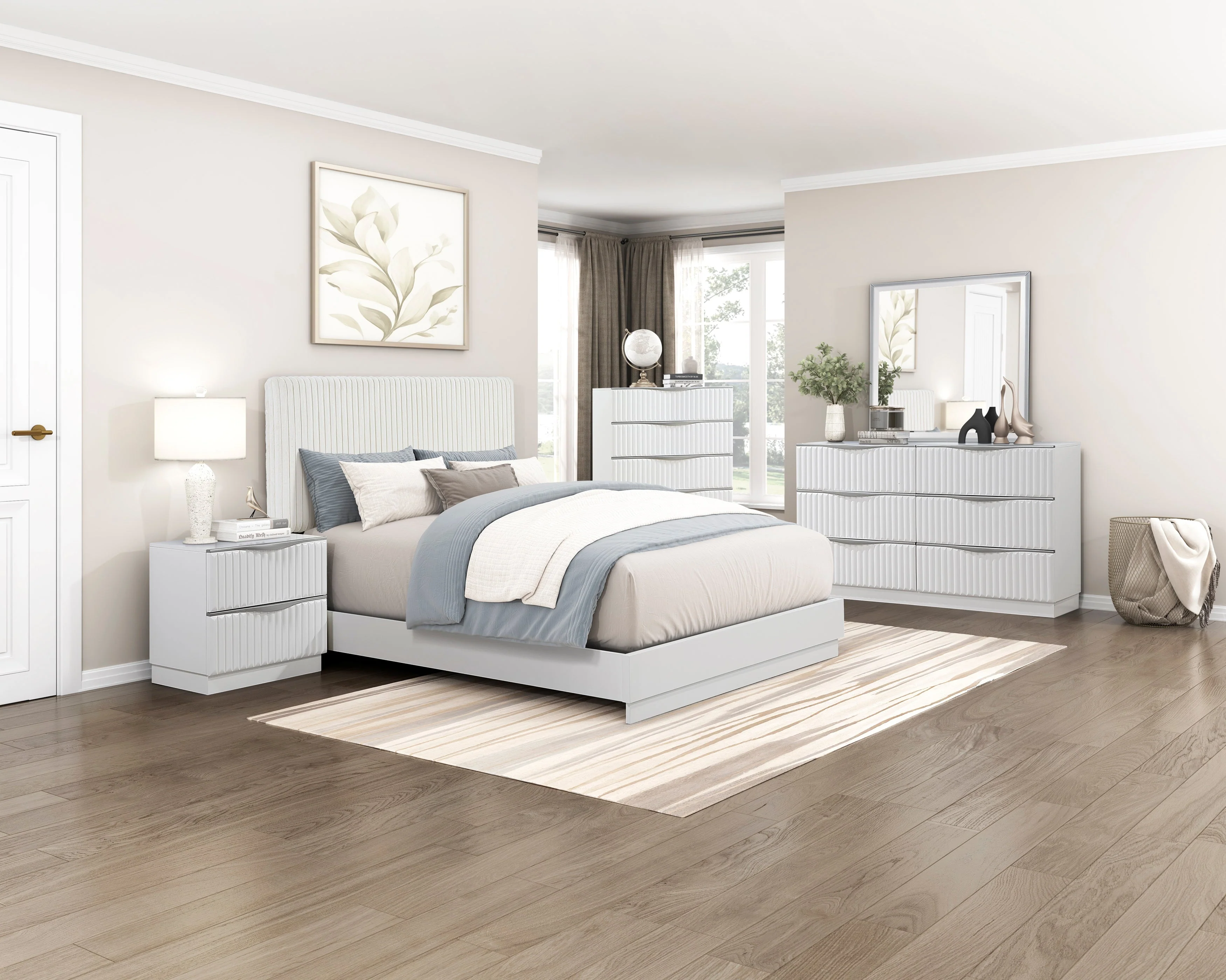 Linea Pearl White Eastern King Bed - Image 9