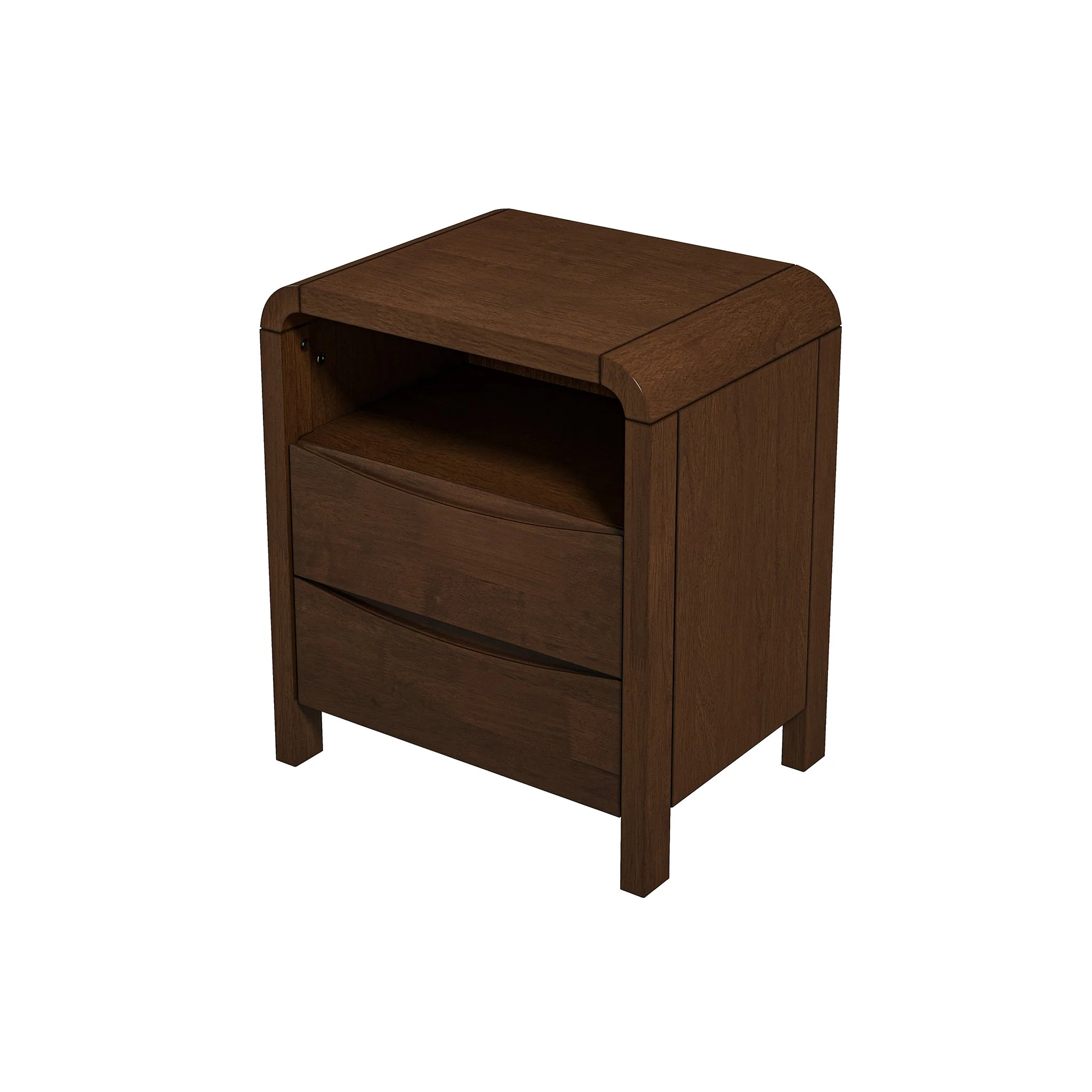 Lionel Mid Century Modern Solid Wood Nightstand 2-Drawer - Image 7