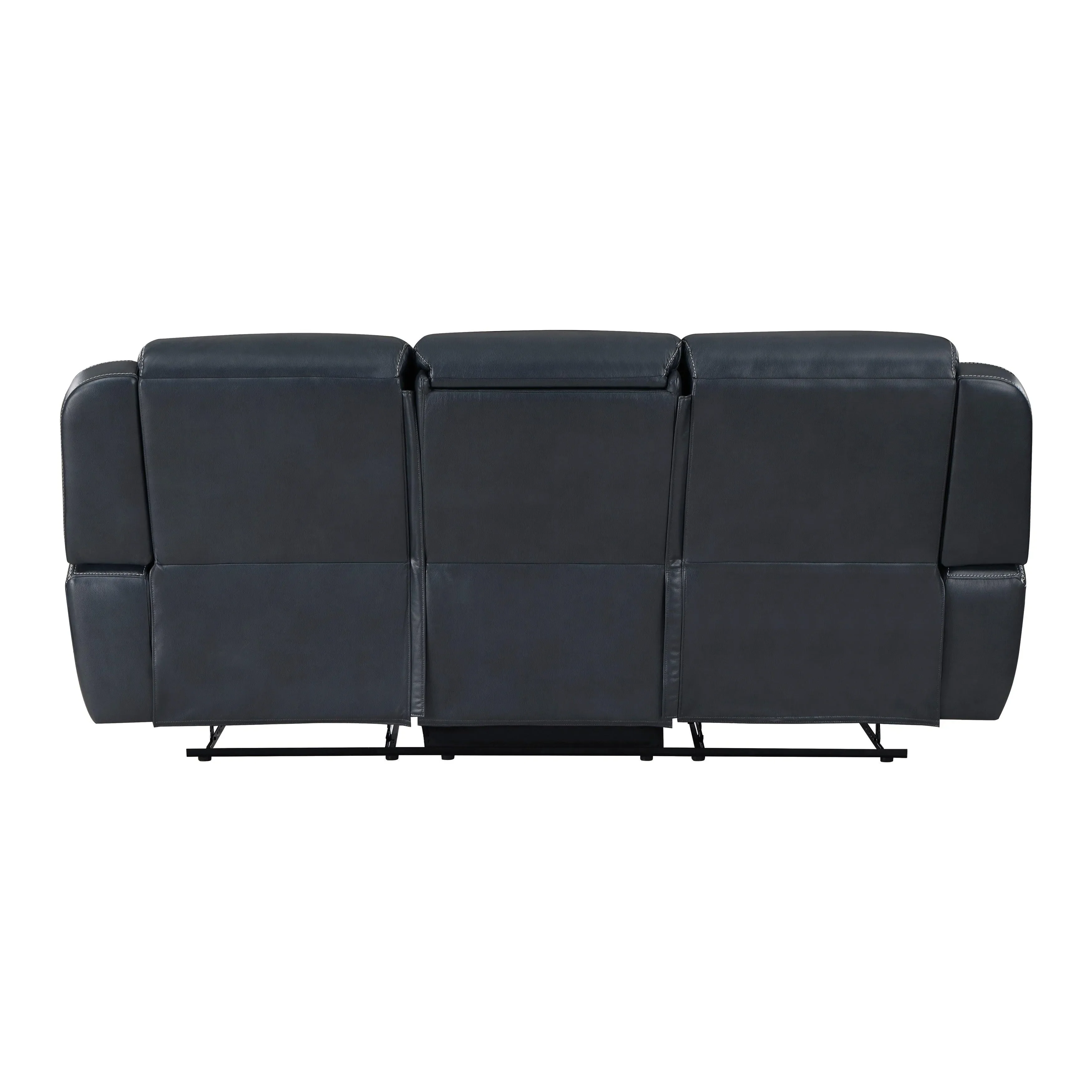Littleton Blue Double Reclining Sofa with Center Drop-Down Cup Holders, Magazine bag, Receptacles and USB Ports - Image 4