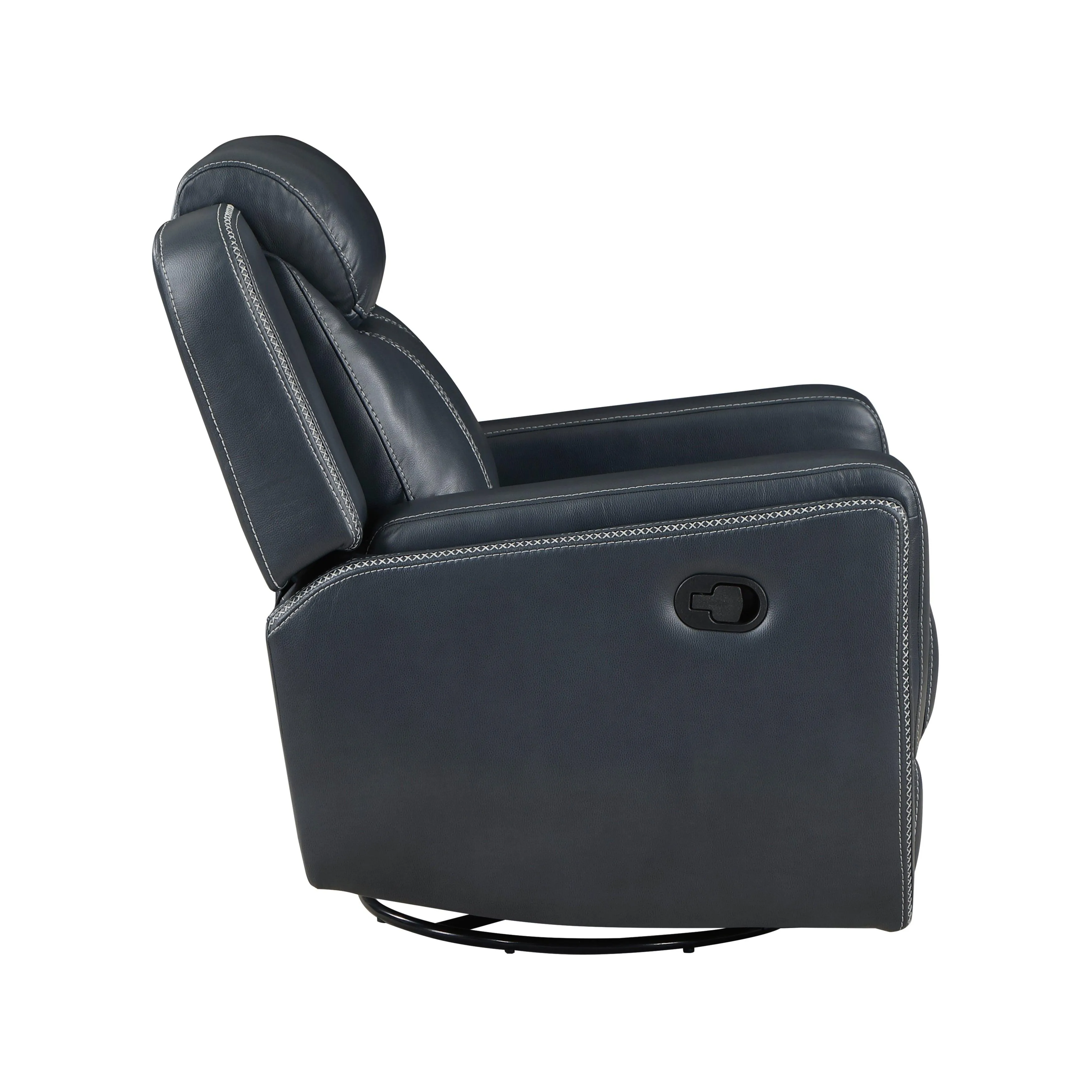 Littleton Blue Swivel Glider Reclining Chair - Image 3