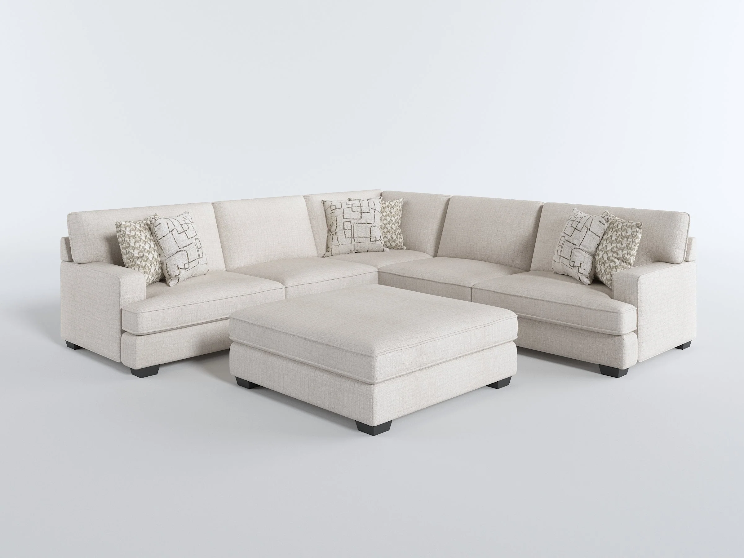 Livia Beige 3-Piece Sectional with Ottoman - Image 19
