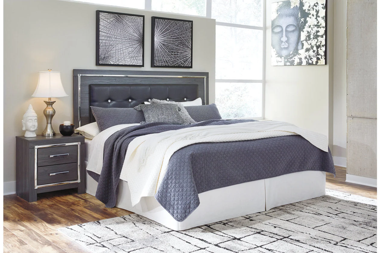 Lodanna Gray King LED Upholstered Panel Bed - Image 7