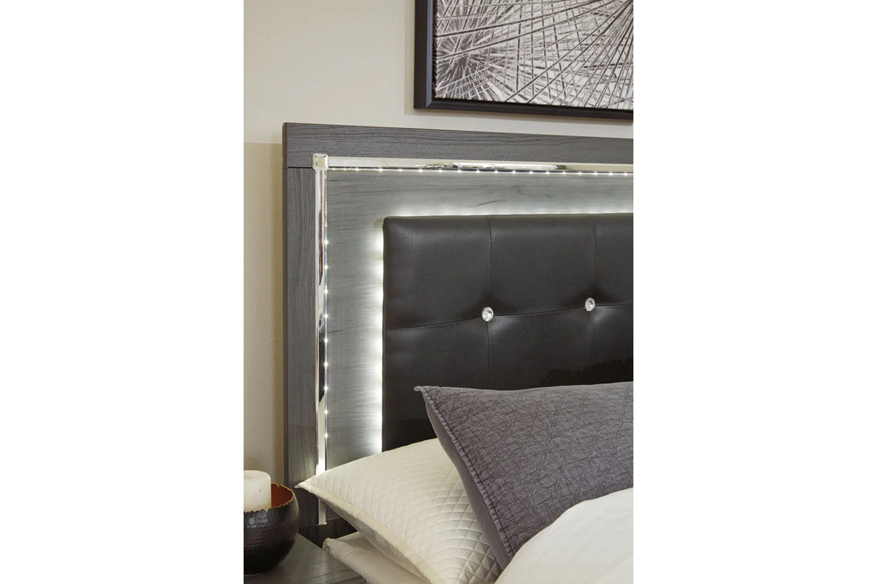 Lodanna Gray Queen LED Upholstered Storage Panel Bed - Image 7