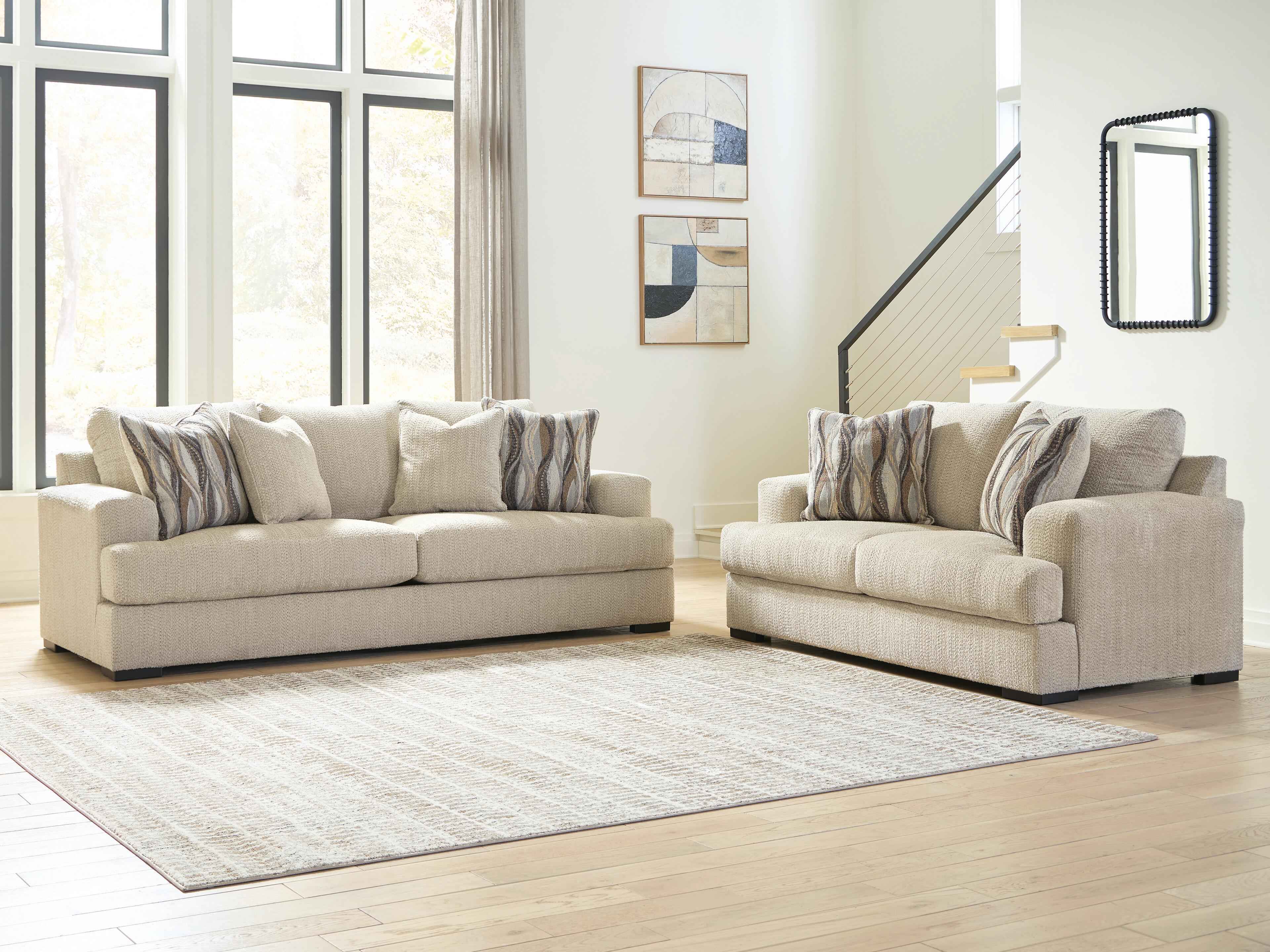 Lofwood Oatmeal Sofa and Loveseat