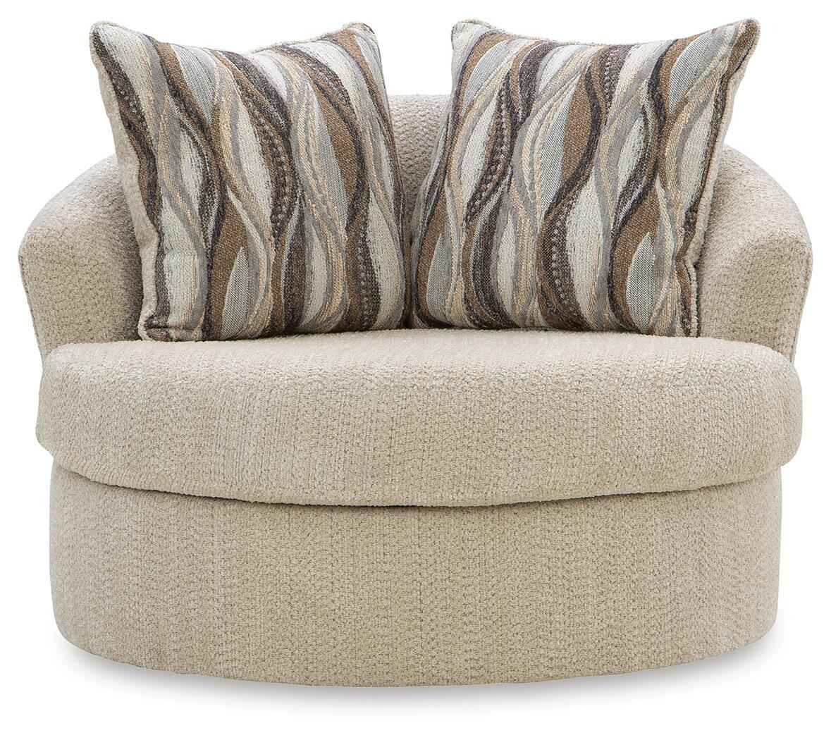 Lofwood Oatmeal Swivel Accent Chair - Image 3