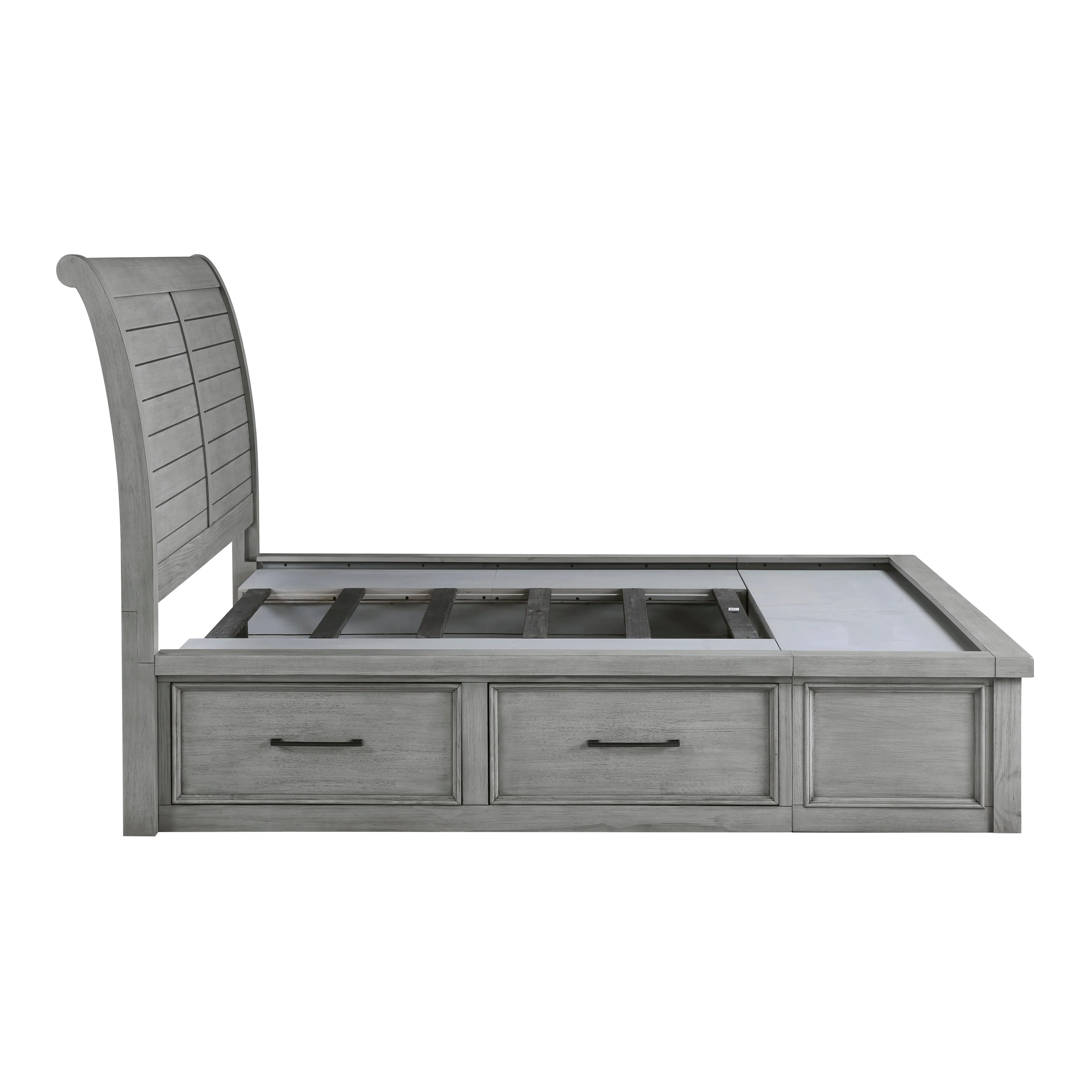 Logandale Antique Gray King Sleigh Storage Platform Bed - Image 5
