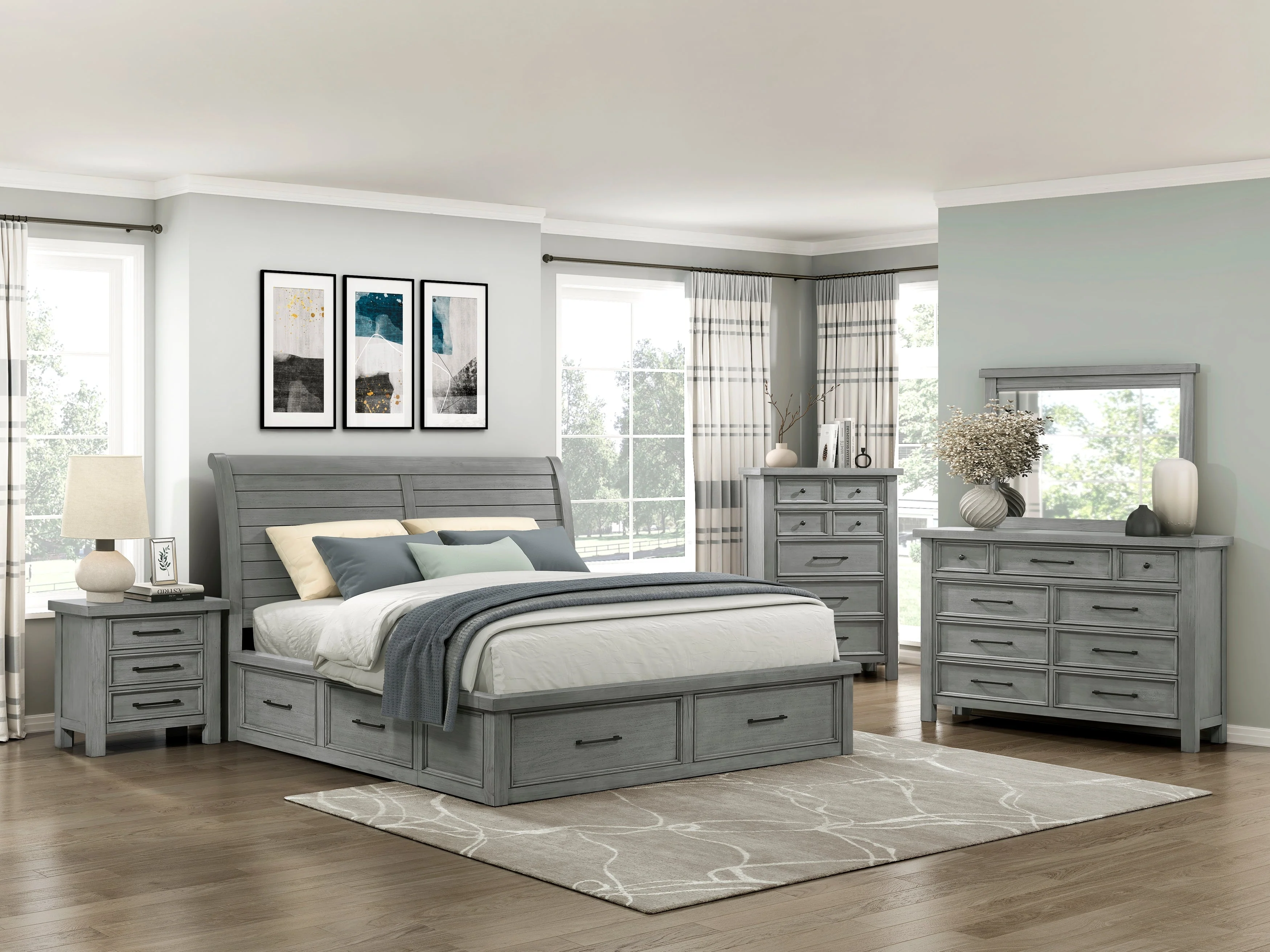 Logandale Brown California King Platform Bed with Storage Footboard and Side Rails - Image 16