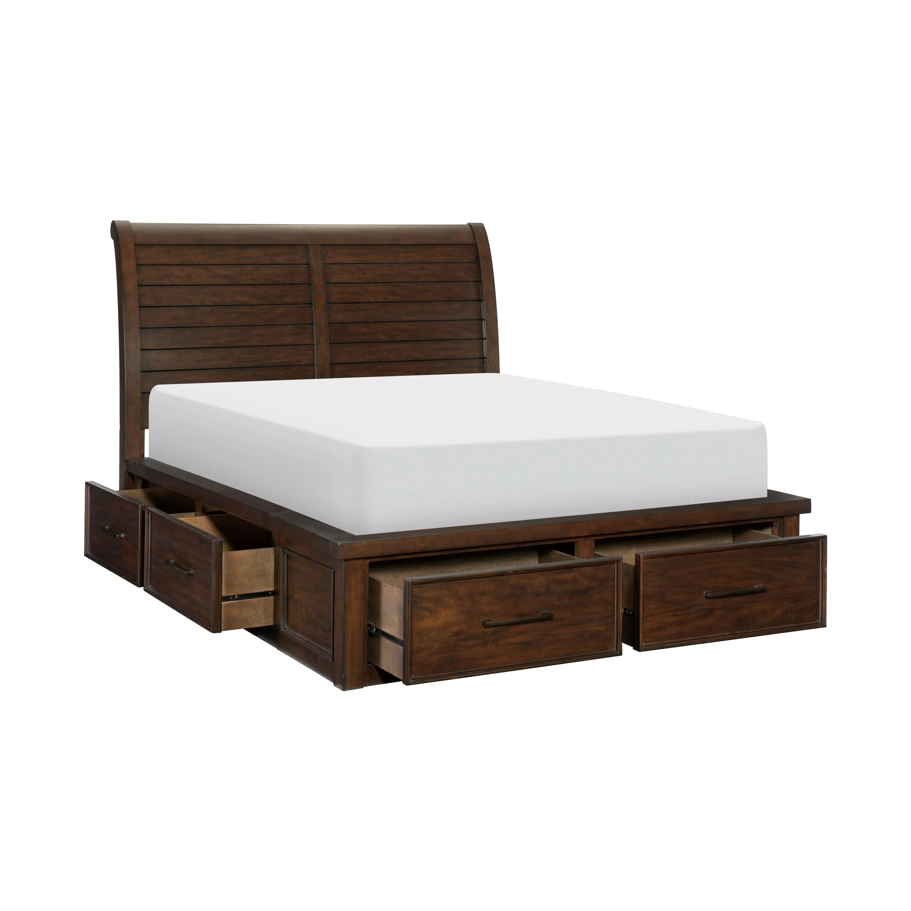 Logandale Brown Queen Sleigh Storage Platform Bed - Image 3