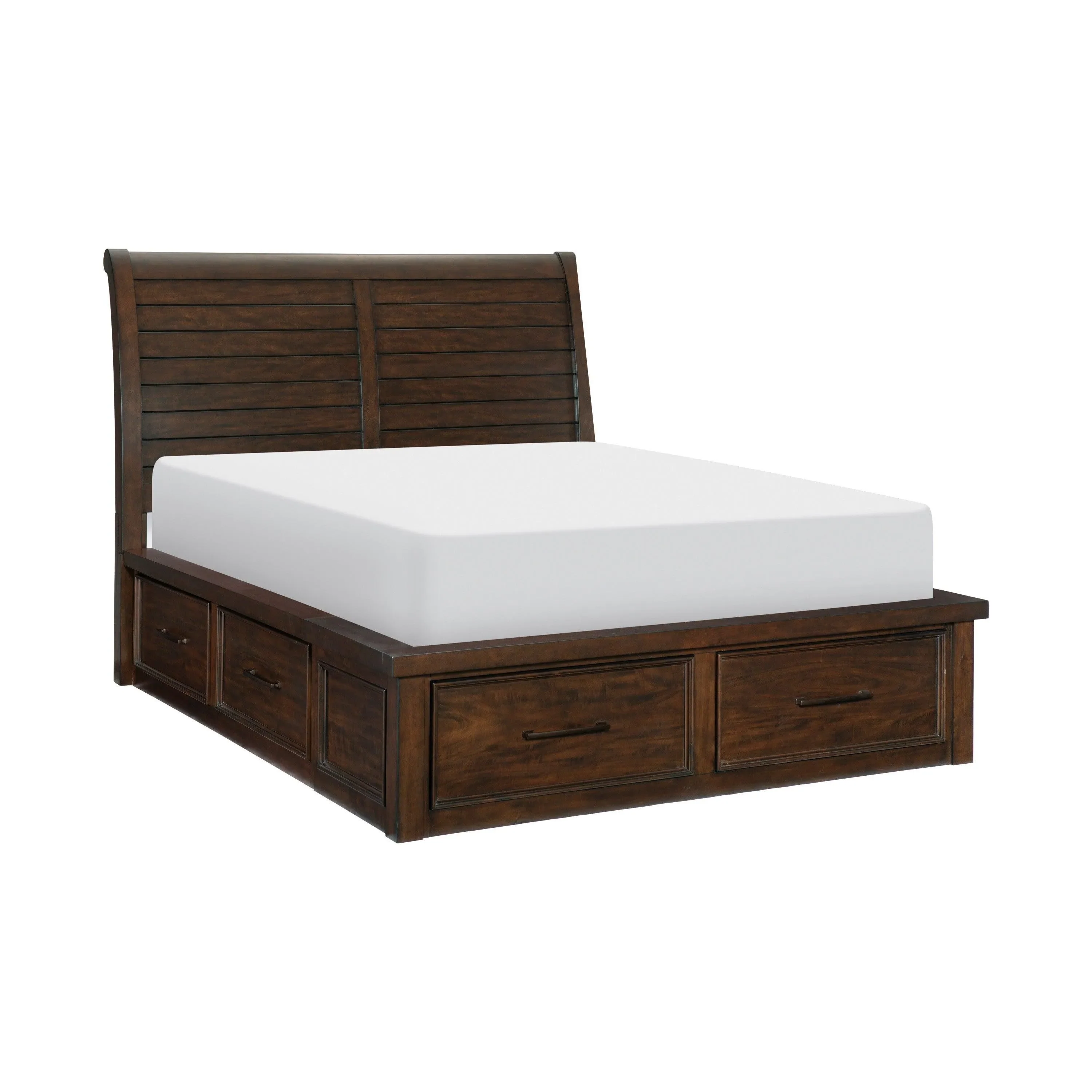 Logandale Brown Queen Sleigh Storage Platform Bed - Image 7