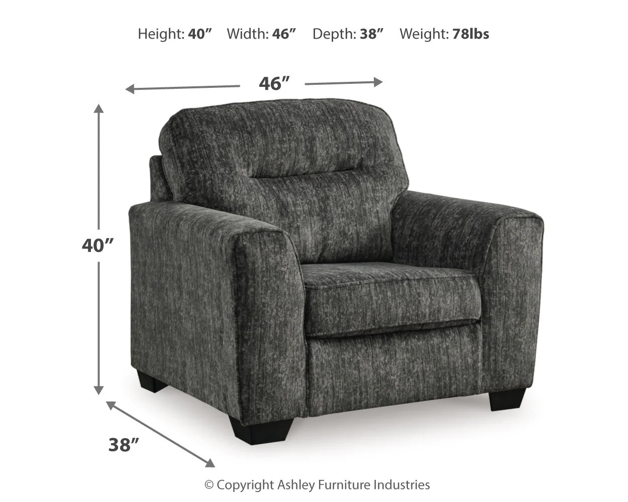 Lonoke Chair and Ottoman in Gunmetal - Image 10