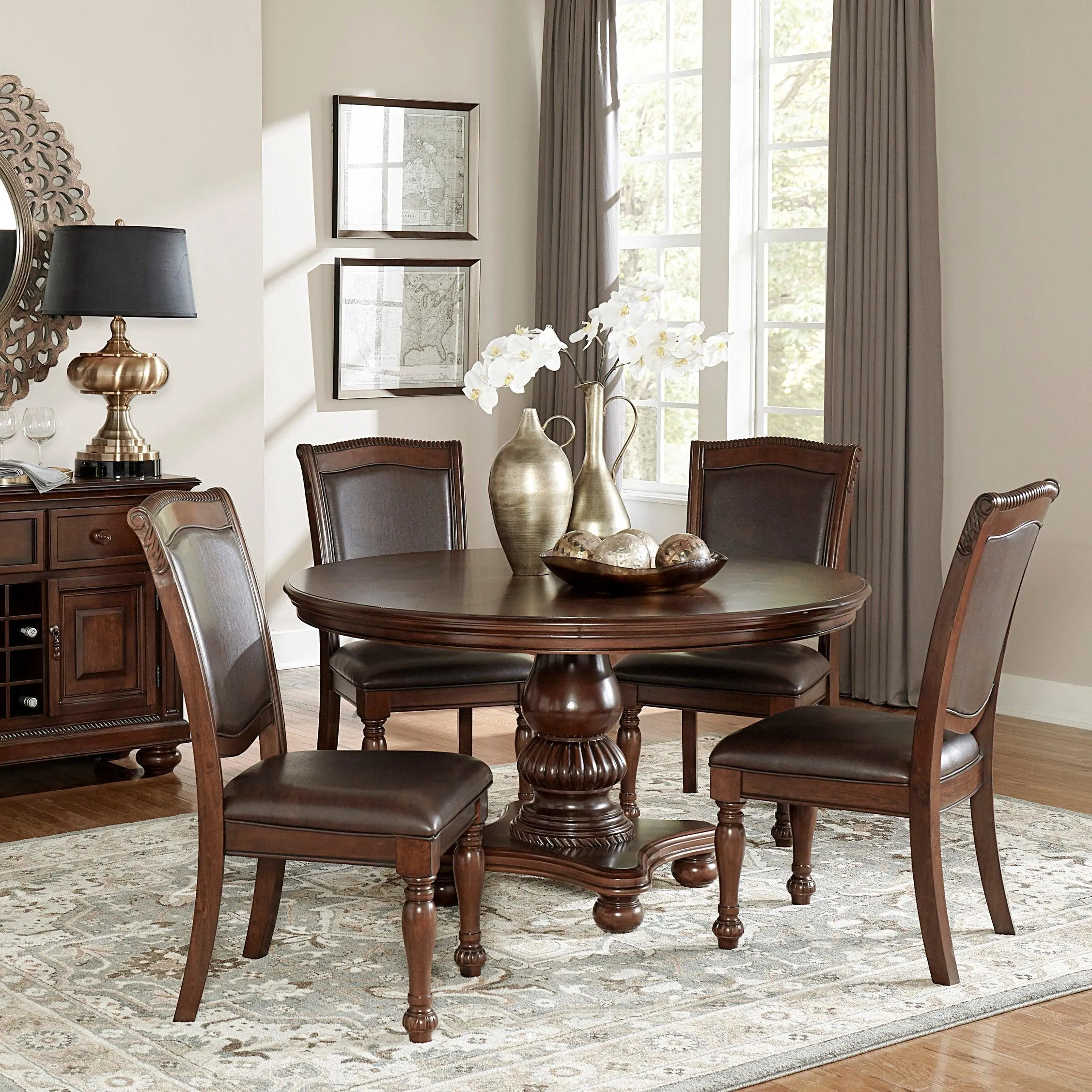 Lordsburg Brown Chery Round Dining Set - Image 3