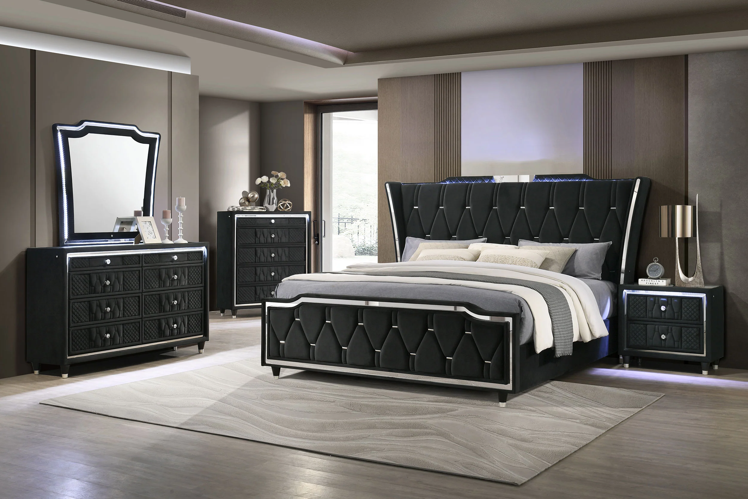 Lorient Black 5-drawer LED Chest of Drawers - Image 15