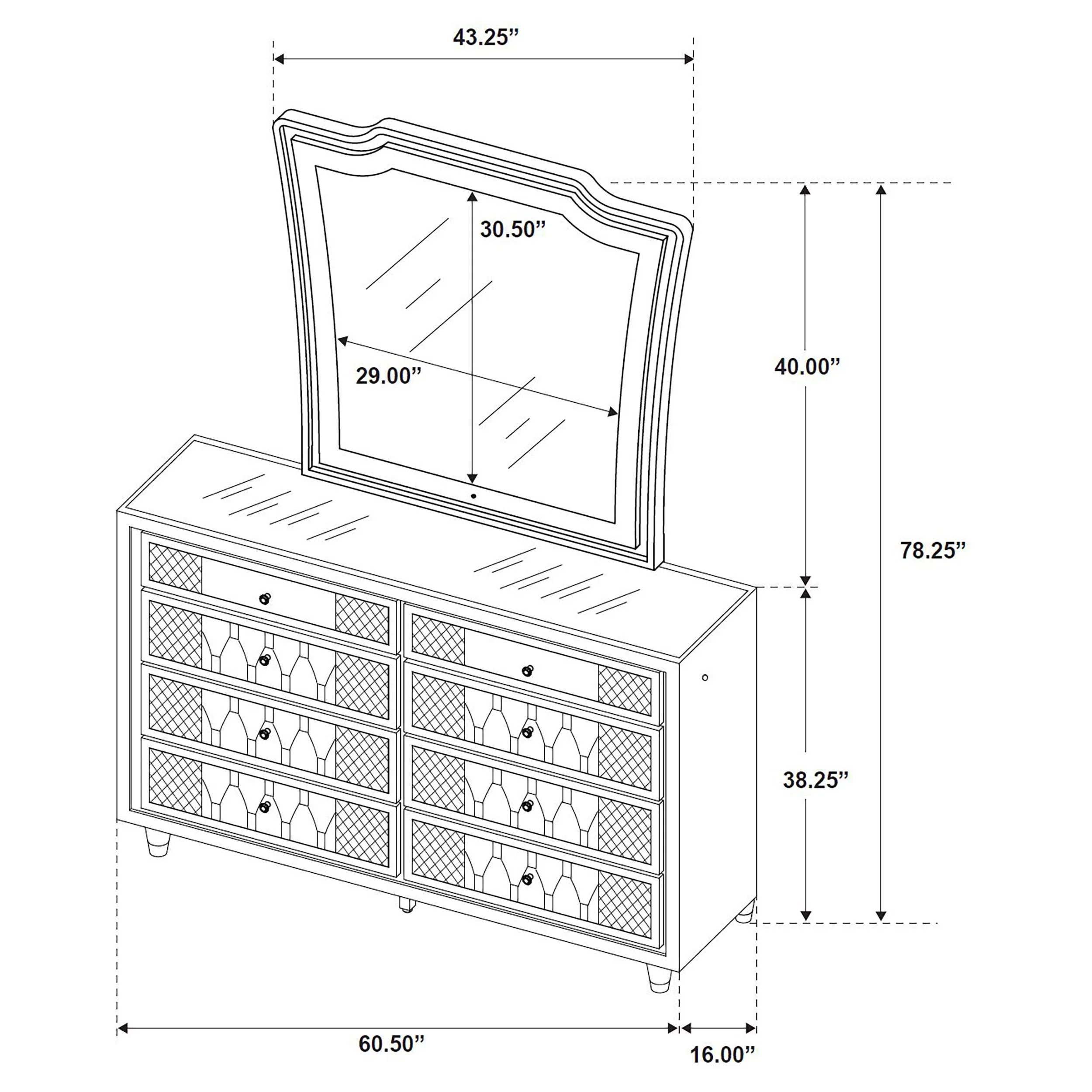 Lorient Black 8-drawer LED Dresser with Mirror - Image 13