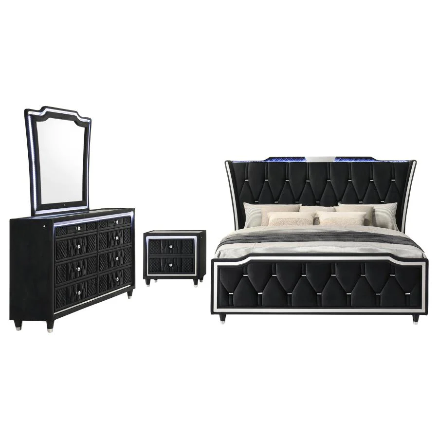 Lorient Black/Silver 4-Piece Queen Bedroom Set - Image 2