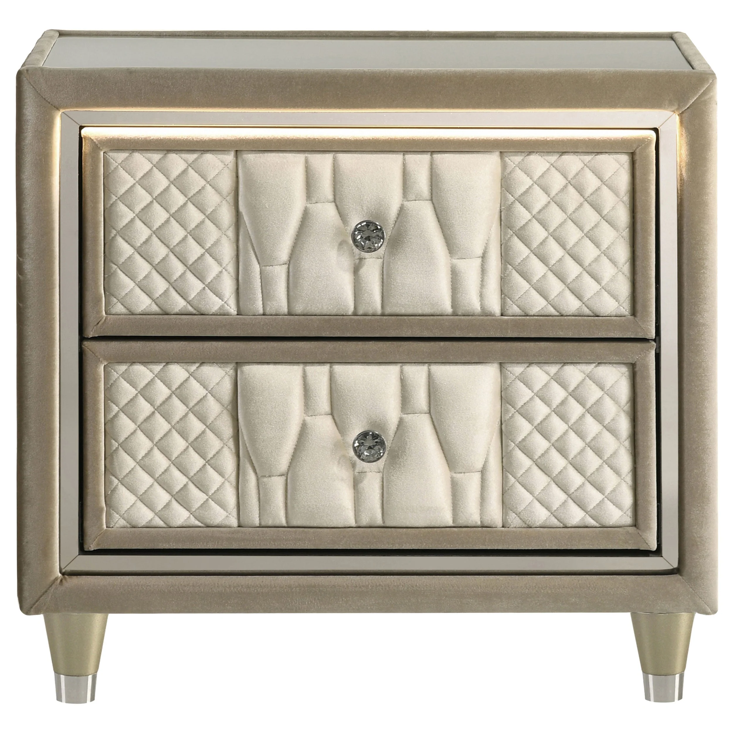 Lorient Ivory/Camel 2-drawer LED Nightstand with USB - Image 3