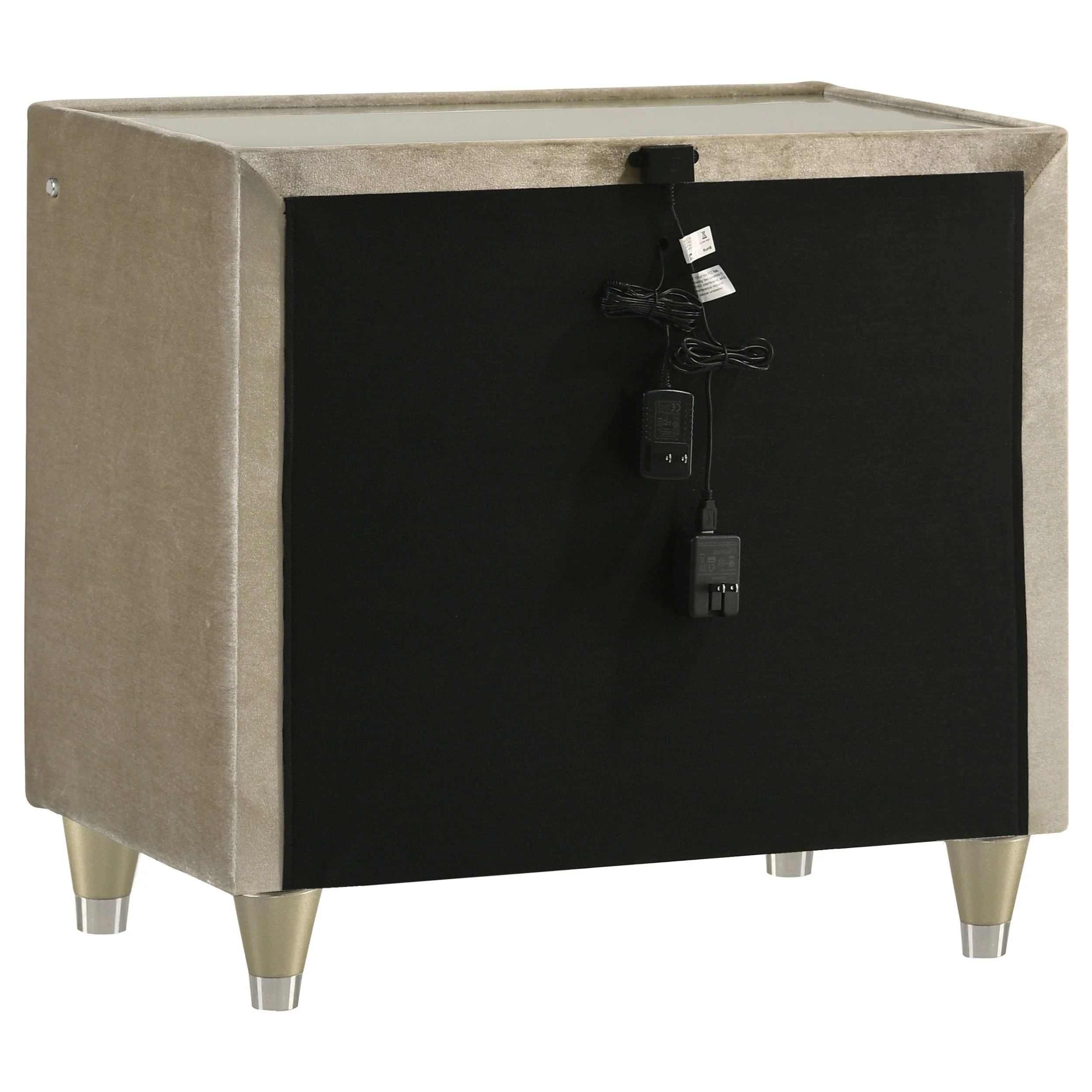 Lorient Ivory/Camel 2-drawer LED Nightstand with USB - Image 6