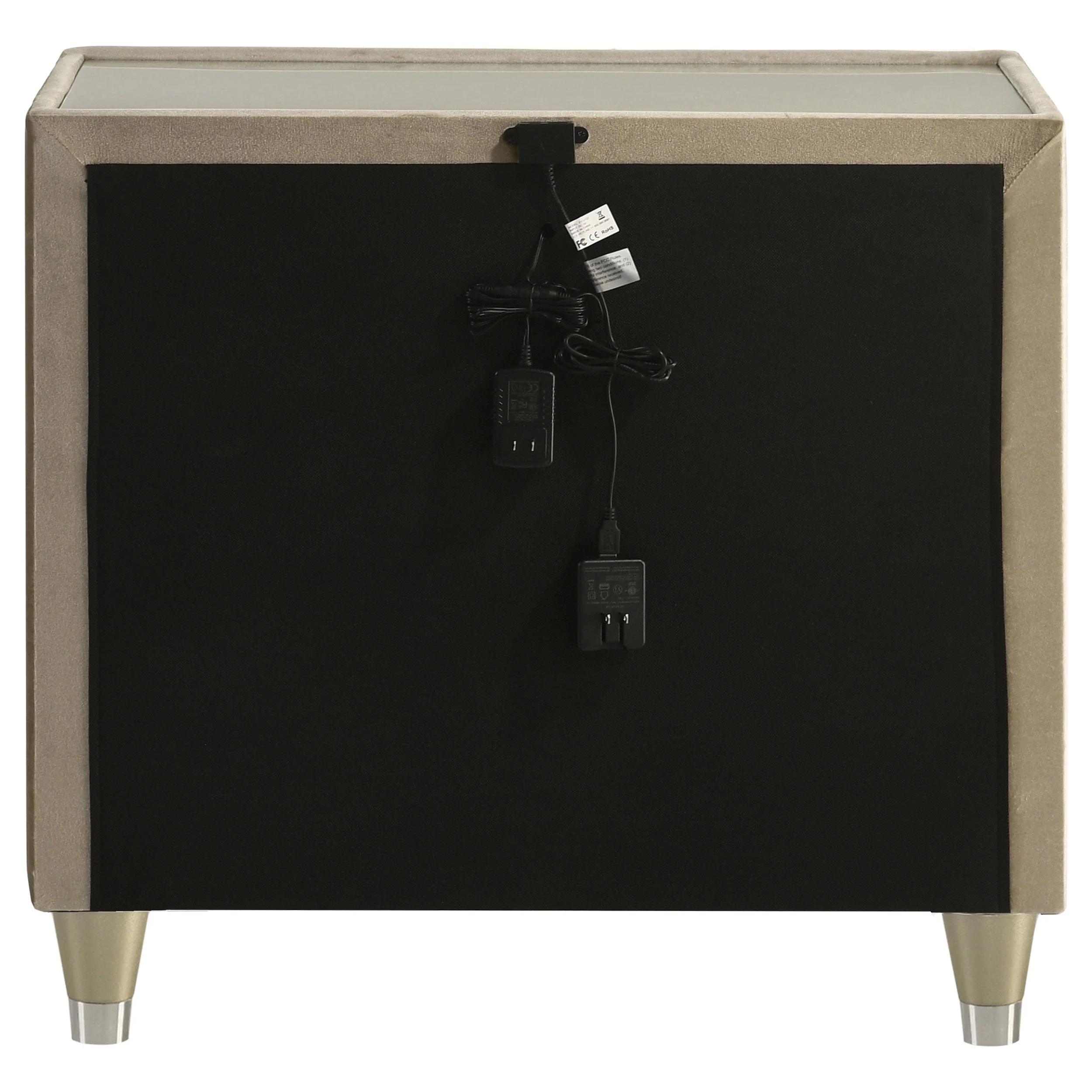 Lorient Ivory/Camel 2-drawer LED Nightstand with USB - Image 7