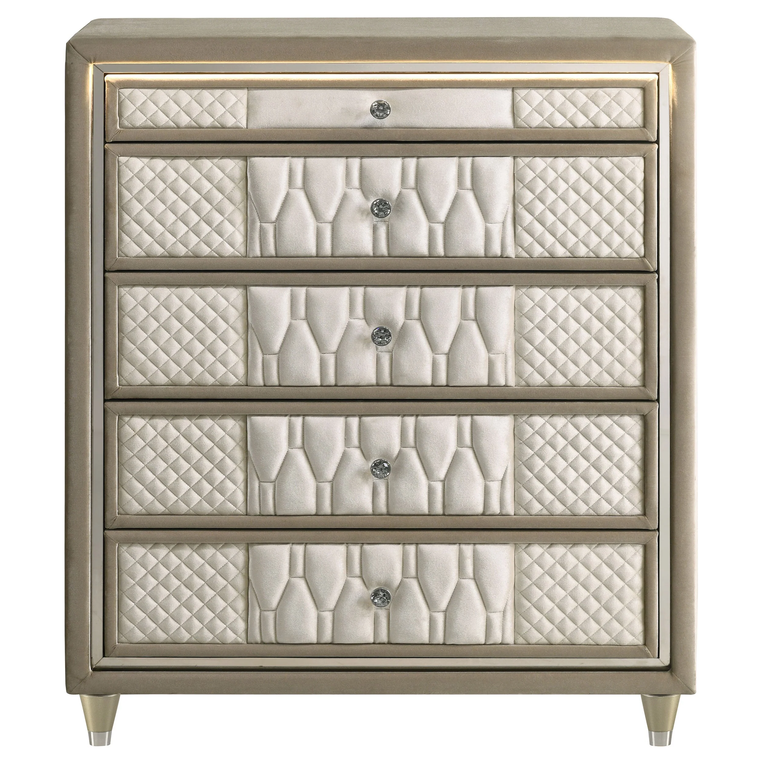 Lorient Ivory/Camel 5-drawer LED Chest of Drawers - Image 3