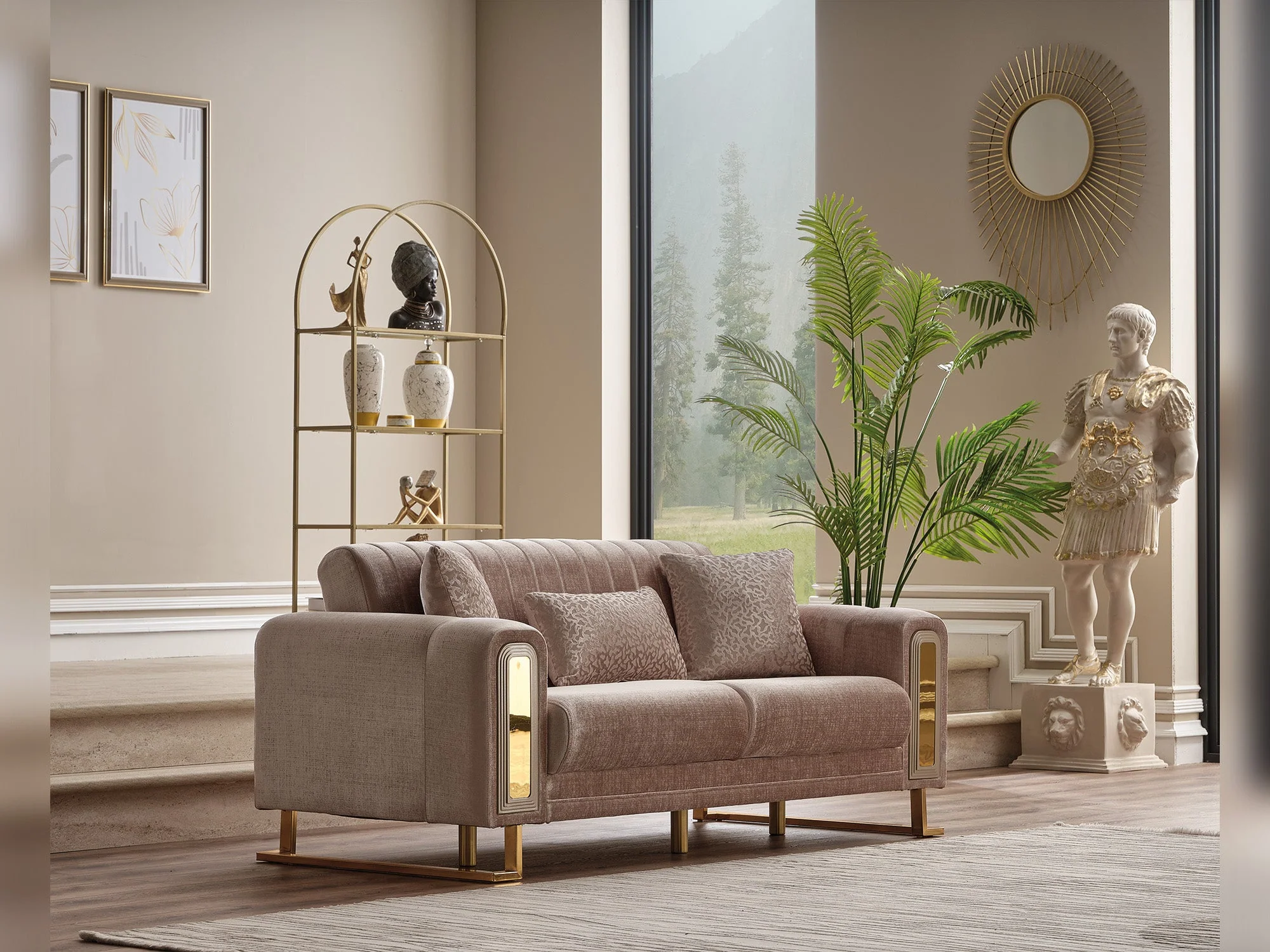 Lotus 3-pieces (Sofa & Loveseat & Chair) Livingroom Set Cream - Image 7