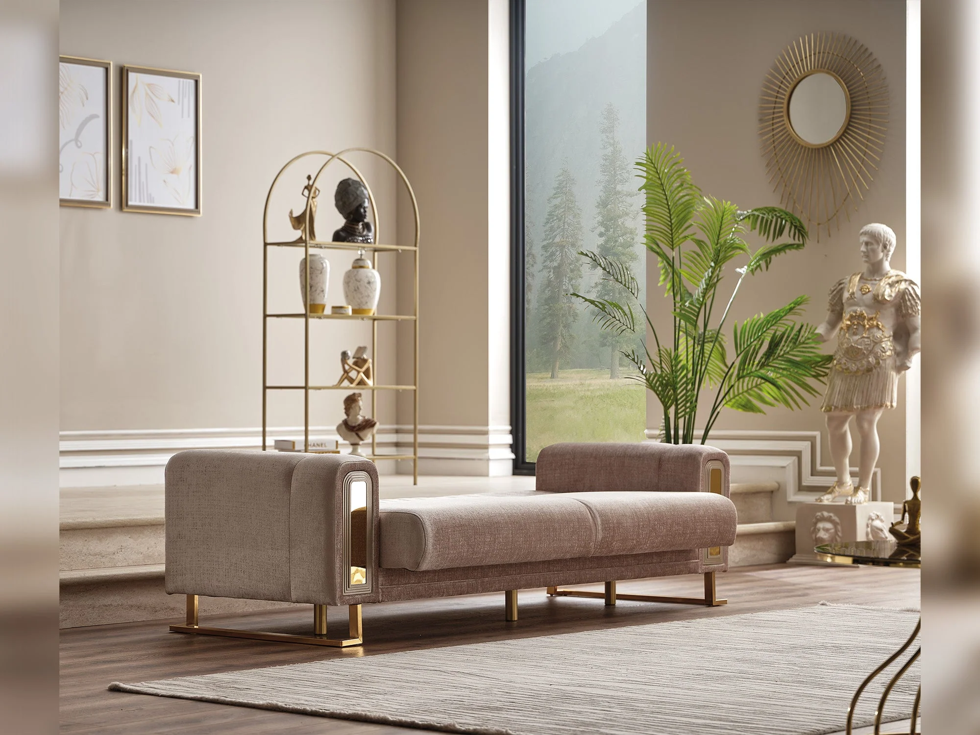 Lotus 3-pieces (Sofa & Loveseat & Chair) Livingroom Set Cream - Image 8