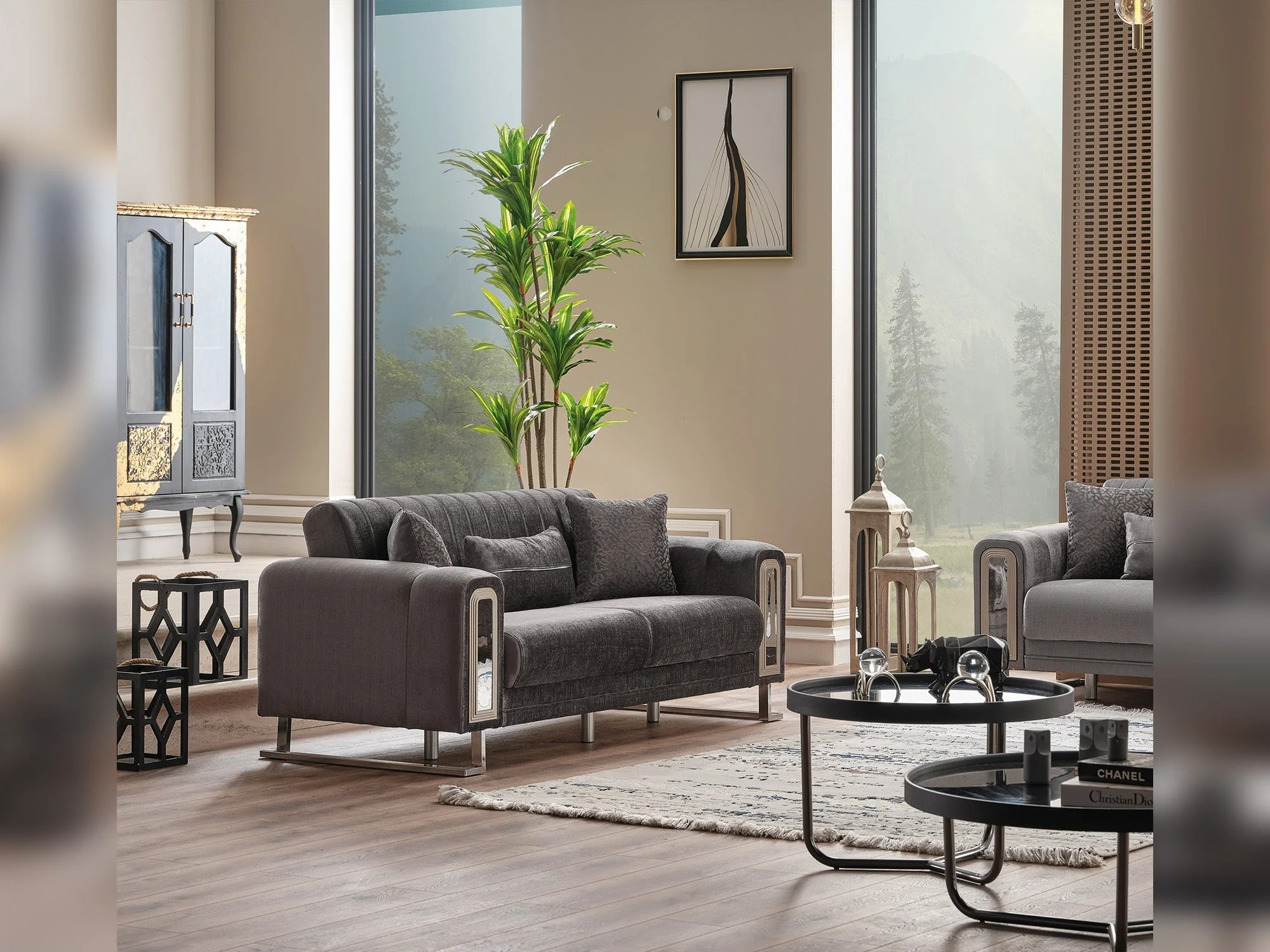 Lotus Grey 3-pieces (Sofa & Loveseat & Chair) Living Room Set - Image 10