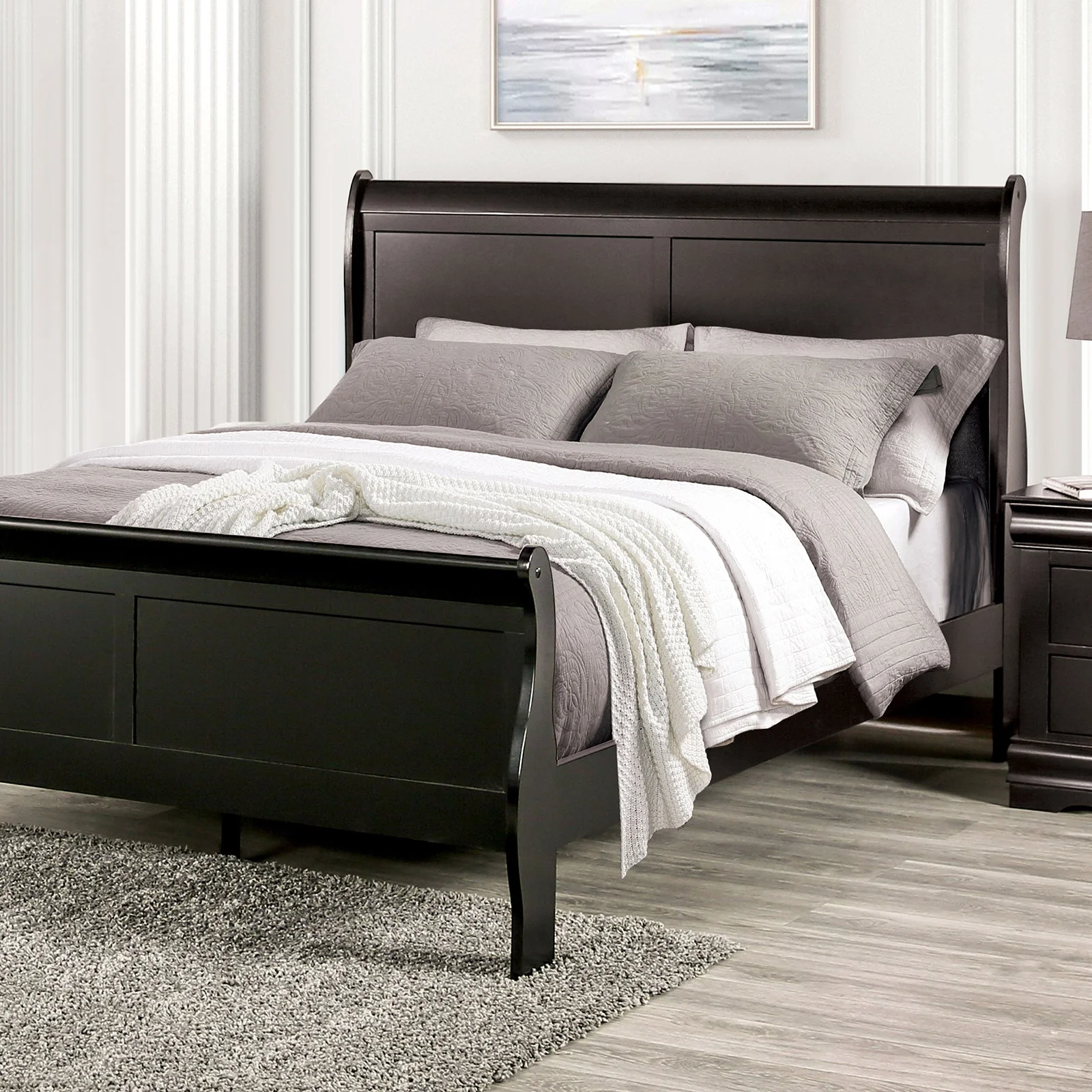 Louis Philippe Black Queen Bed