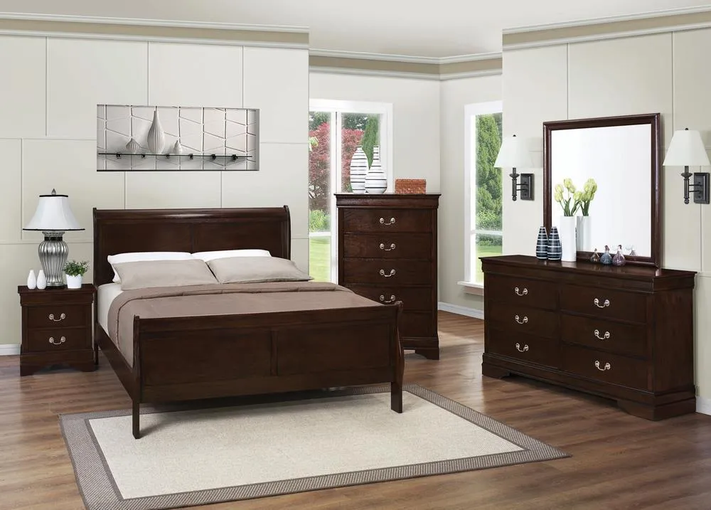 Louis Philippe Cappuccino Eastern King Panel Sleigh Bed - Image 3