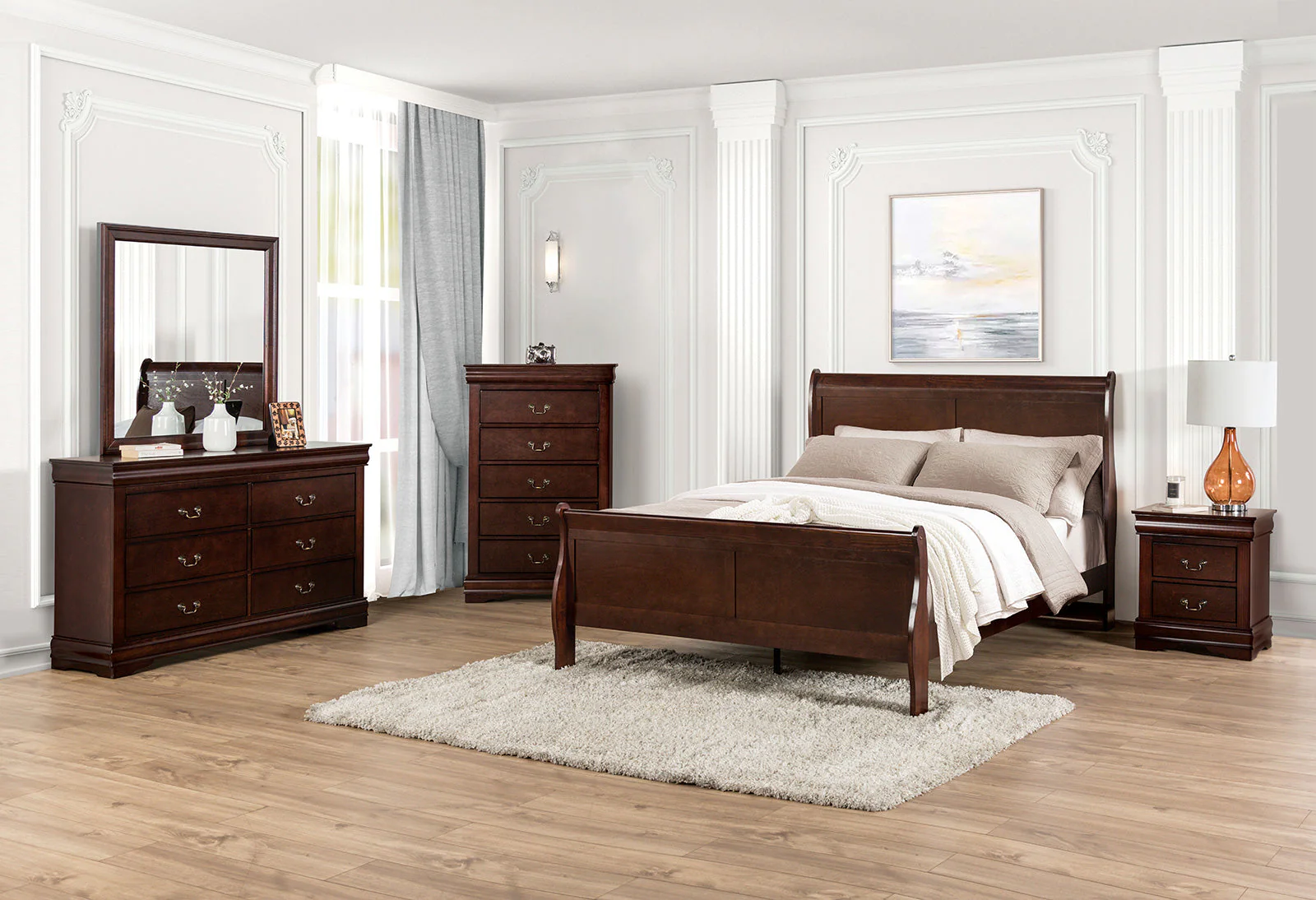 Louis Philippe Dark Cherry Twin Bed - Image 2