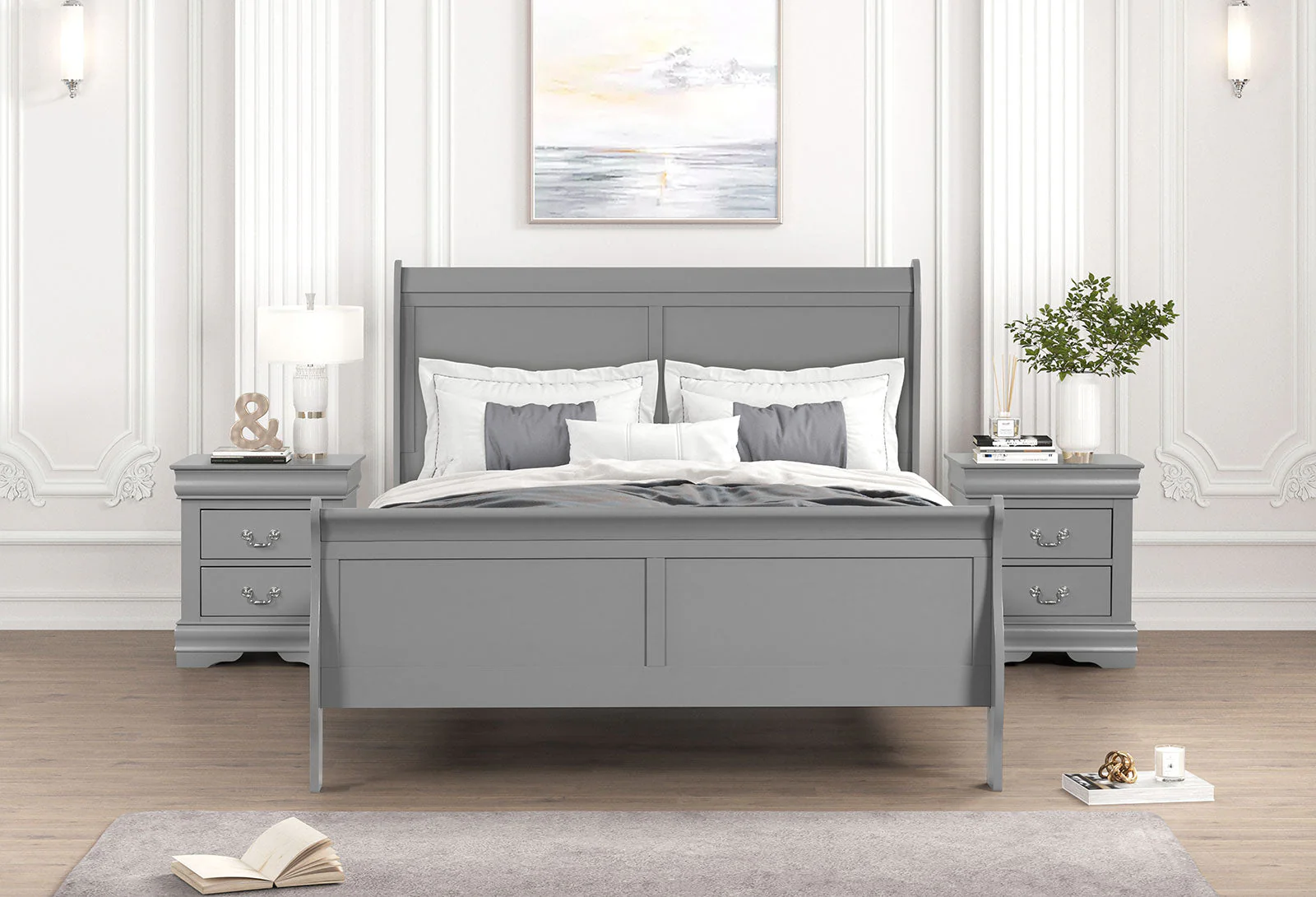 Louis Philippe Gray Twin Bed