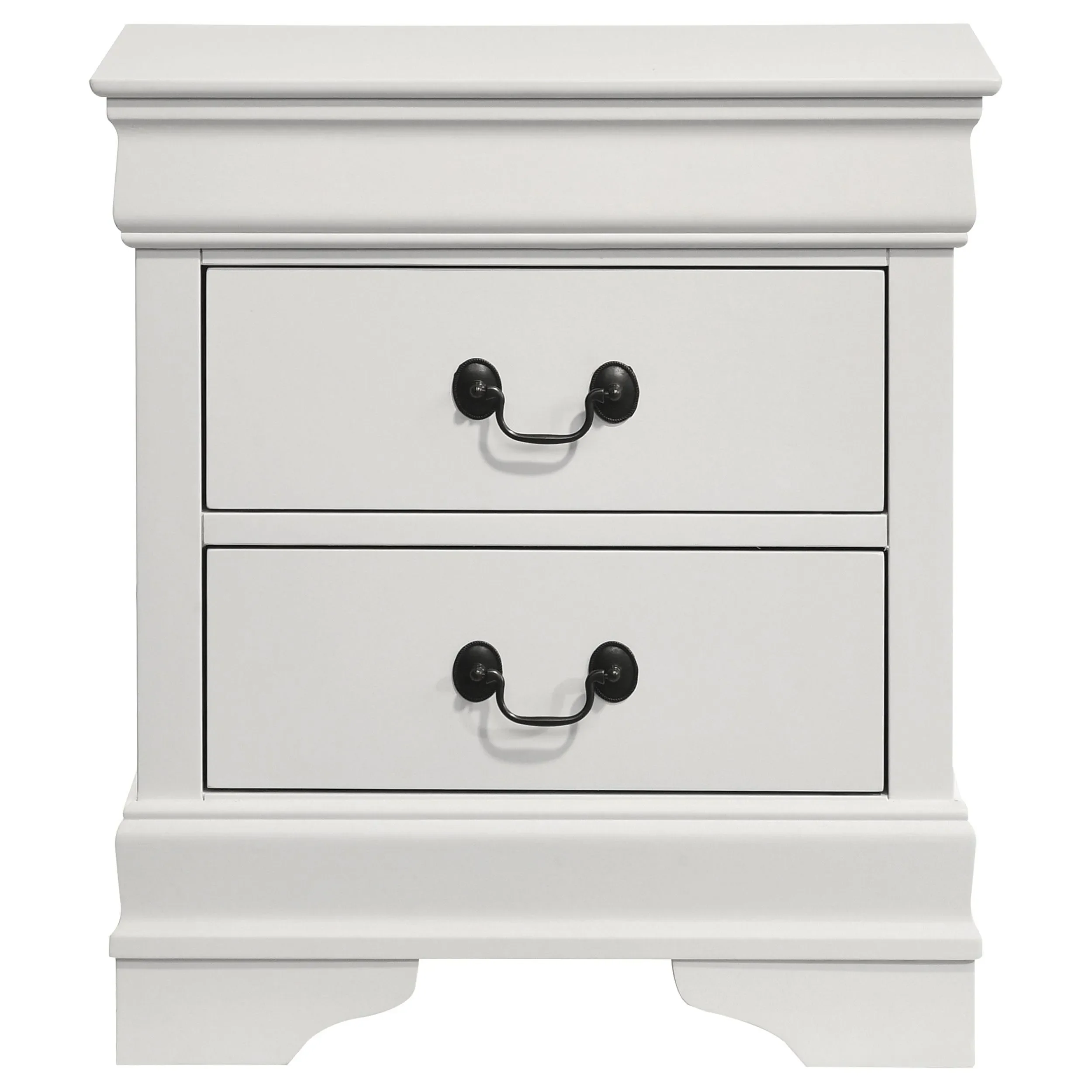 Louis Philippe White 2-drawer Nightstand Bedside Table - Image 2