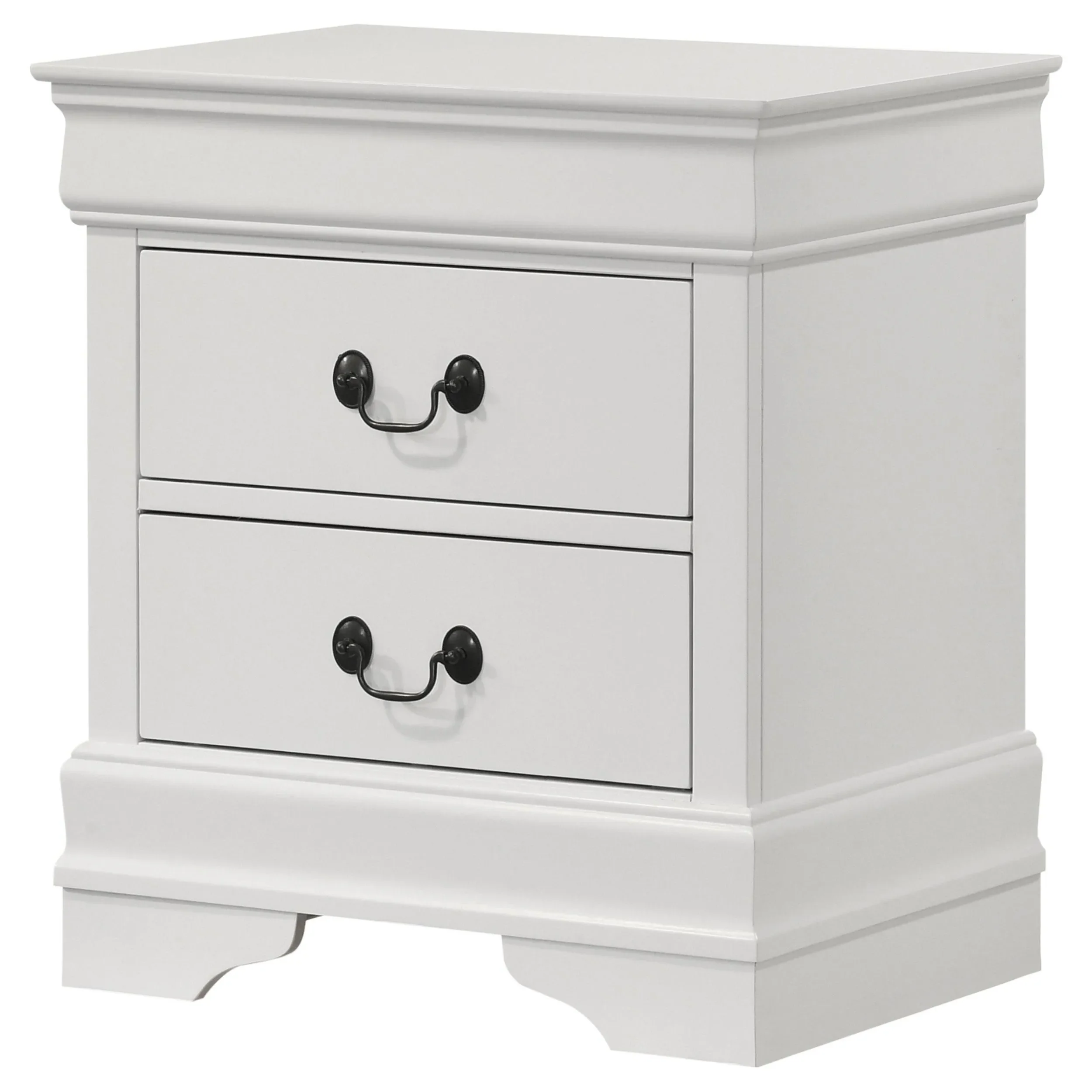 Louis Philippe White 2-drawer Nightstand Bedside Table - Image 3
