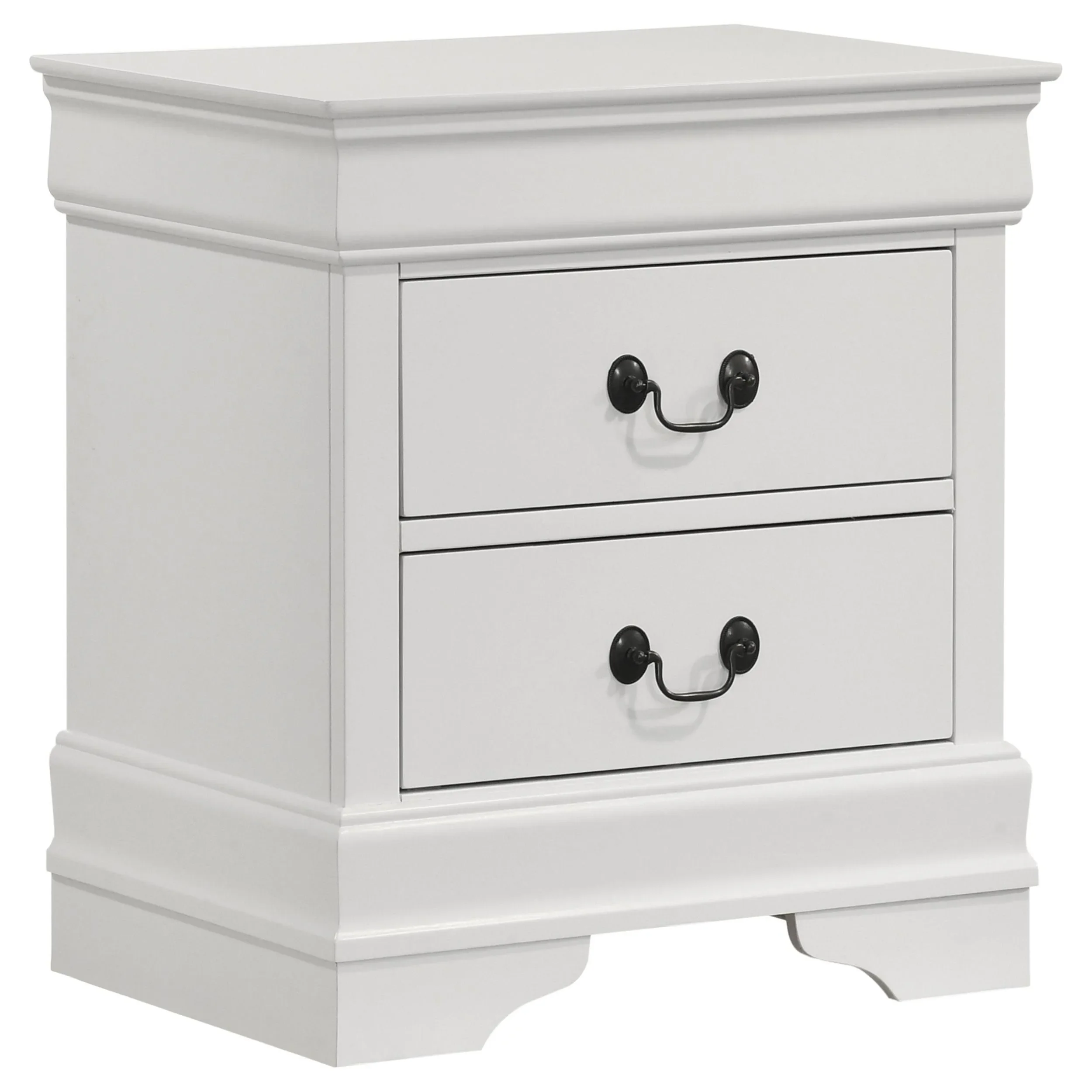 Louis Philippe White 2-drawer Nightstand Bedside Table - Image 4