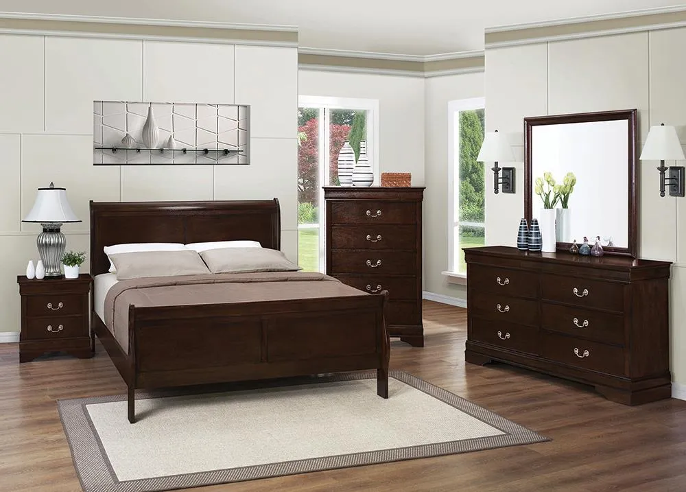 Louis Philippe White 5-Piece Queen Panel Bedroom Set with High Headboard