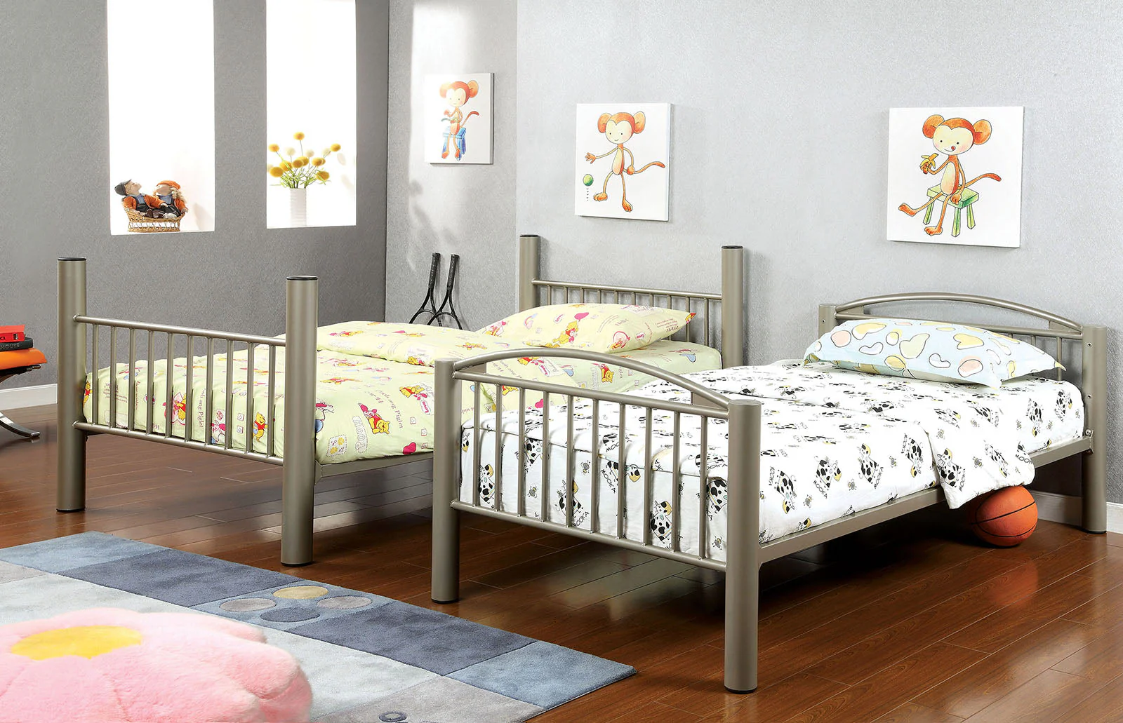 Lovia Metallic Gold Bunk Twin Bed/Full - Image 4