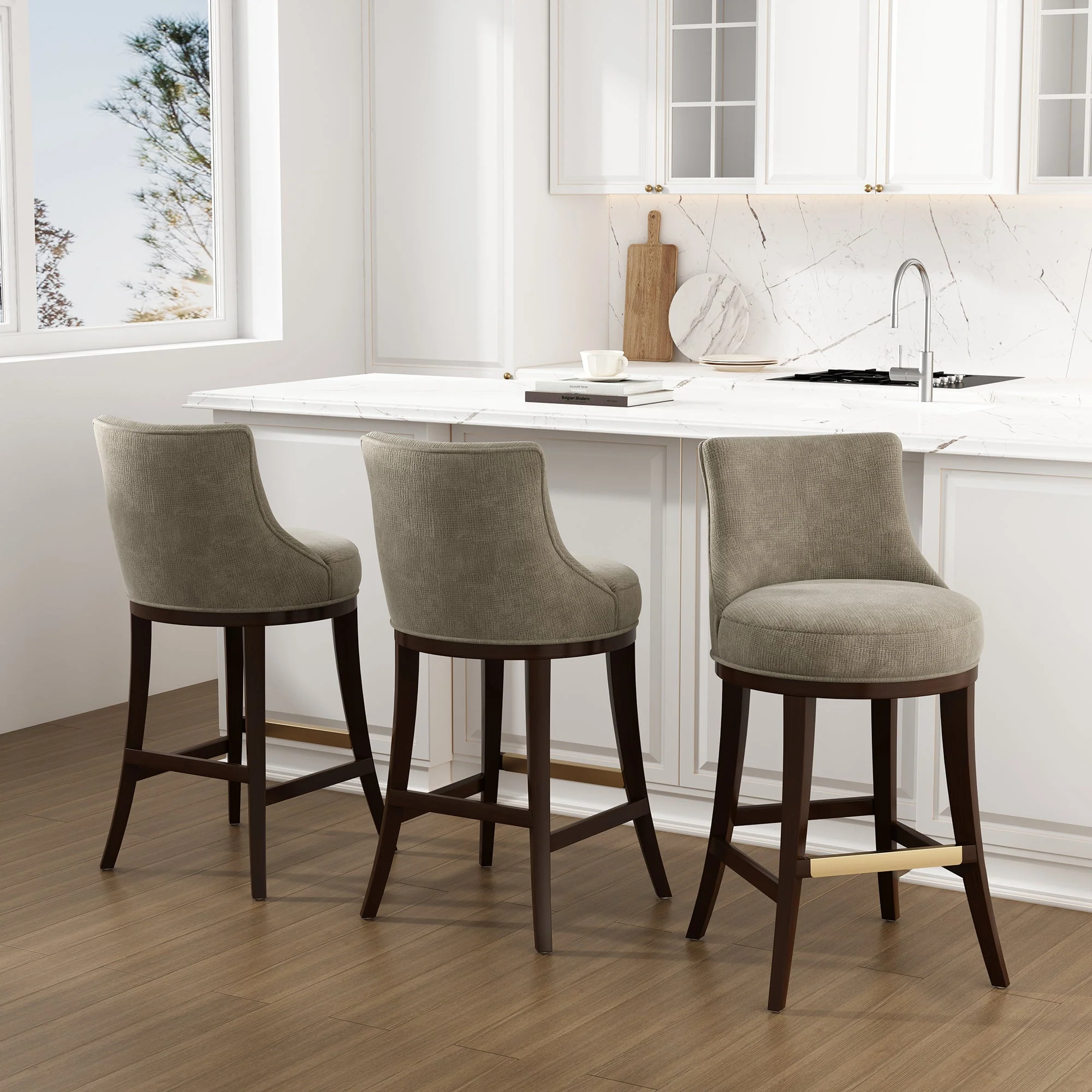 Lucia Barstool in Taupe (set of 3) - Image 2