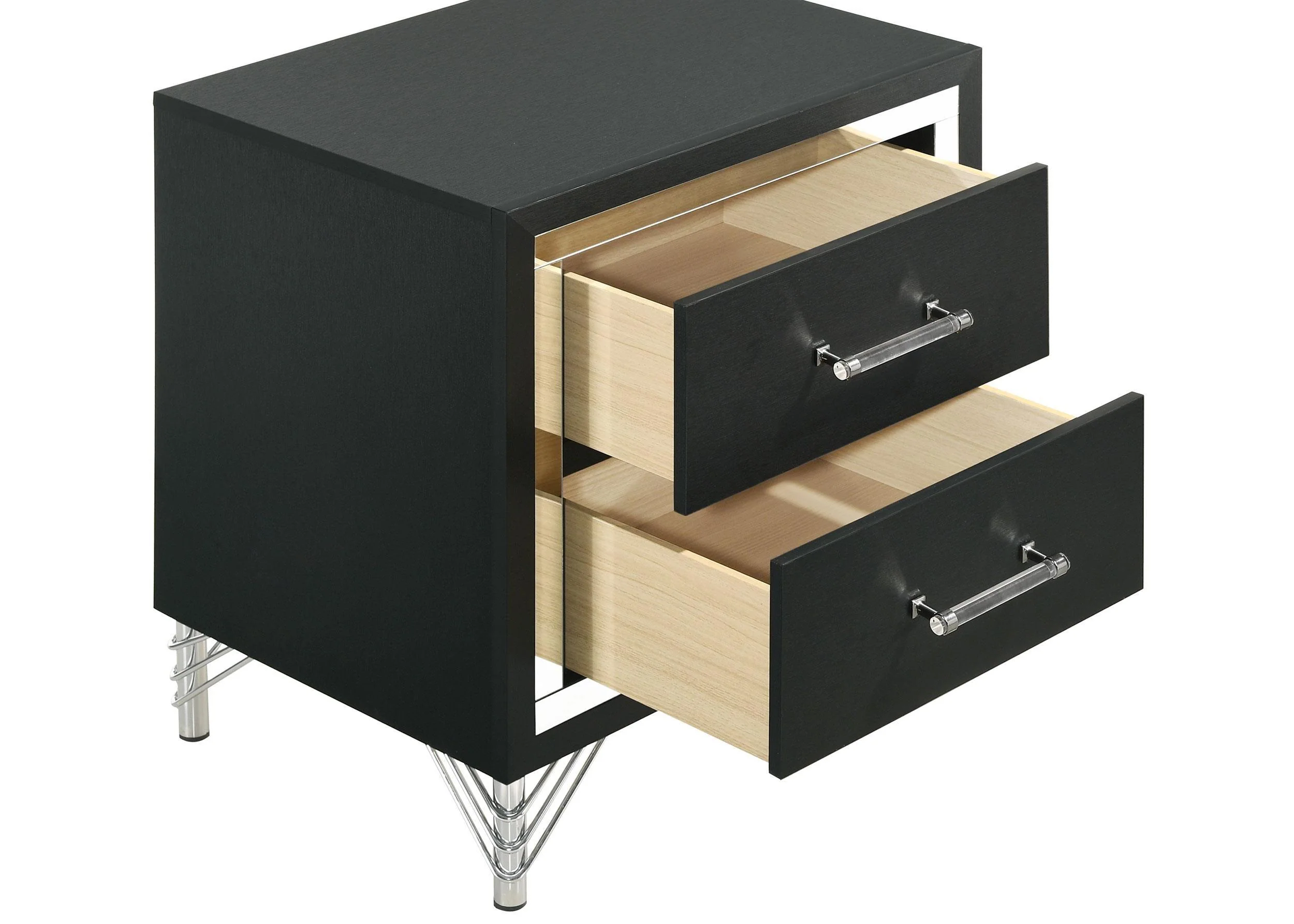 Lucia Black 2-drawer Nightstand Bedside Table - Image 10