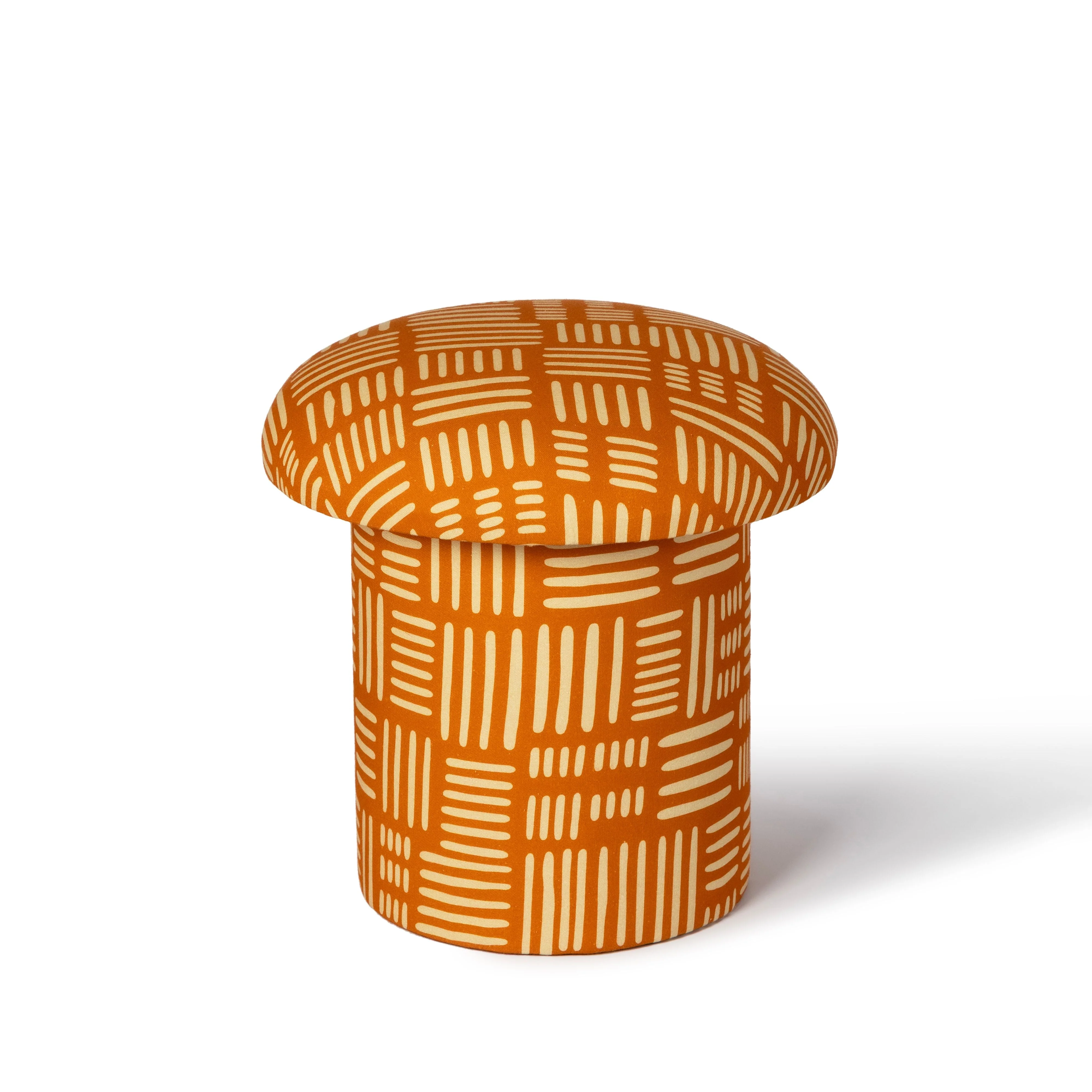 Lucy Rust Orange Tribal Print Mushroom Accent Stool