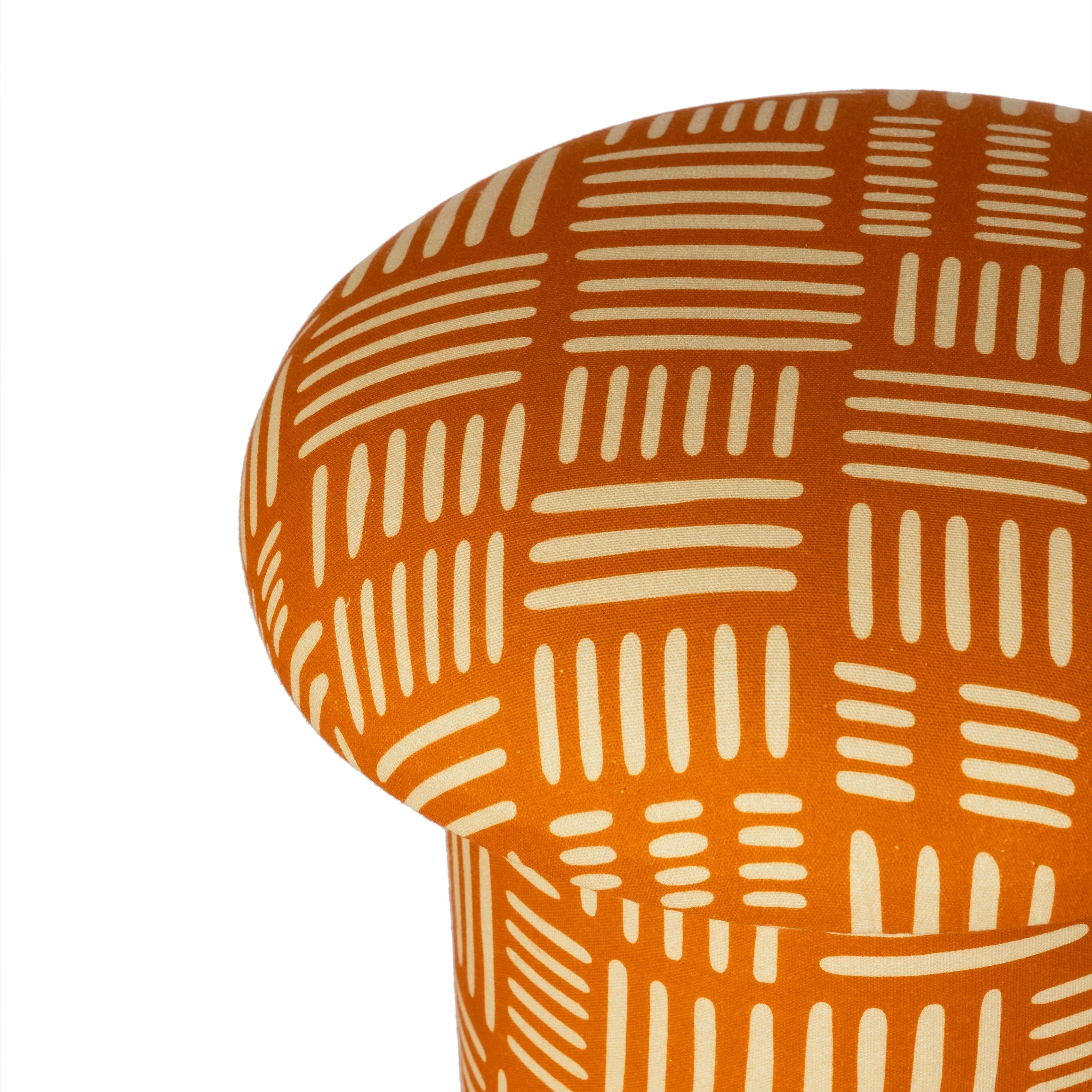Lucy Rust Orange Tribal Print Mushroom Accent Stool - Image 3