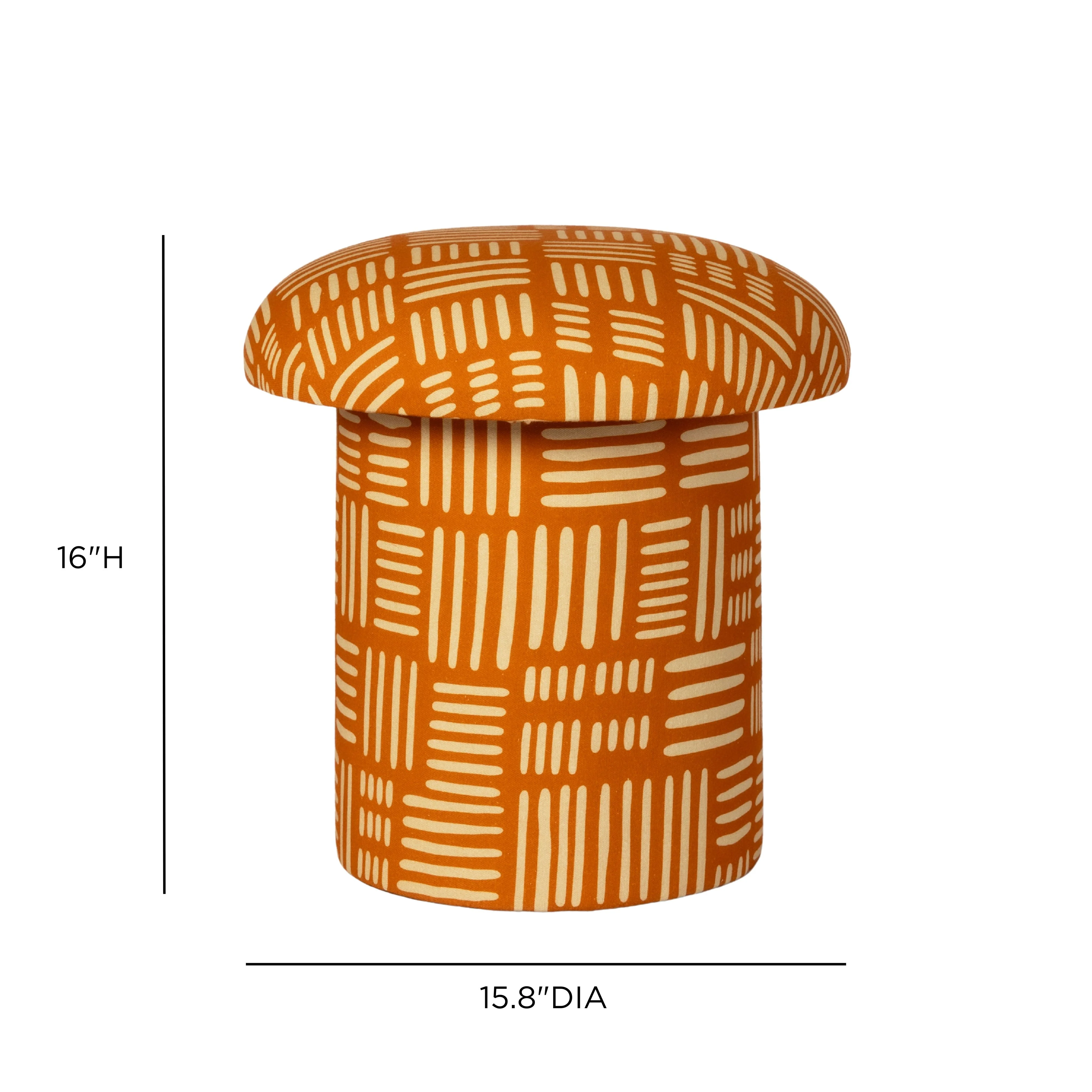 Lucy Rust Orange Tribal Print Mushroom Accent Stool - Image 5