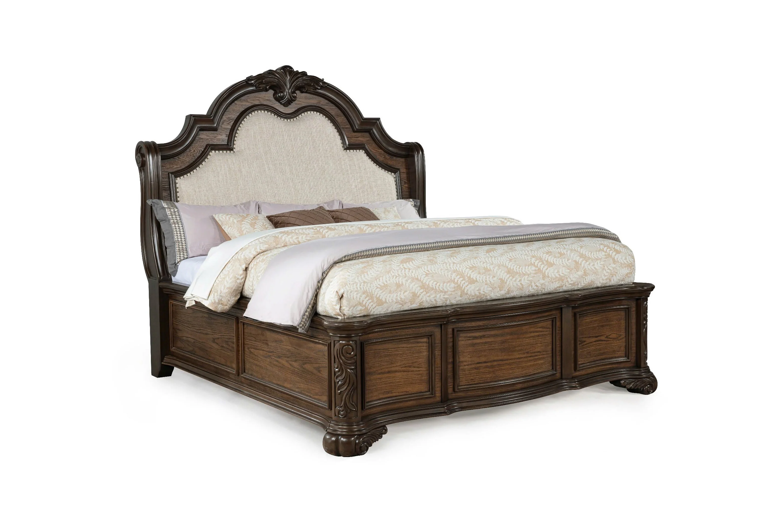 Ludwig Brown Queen Upholstered Panel Bed