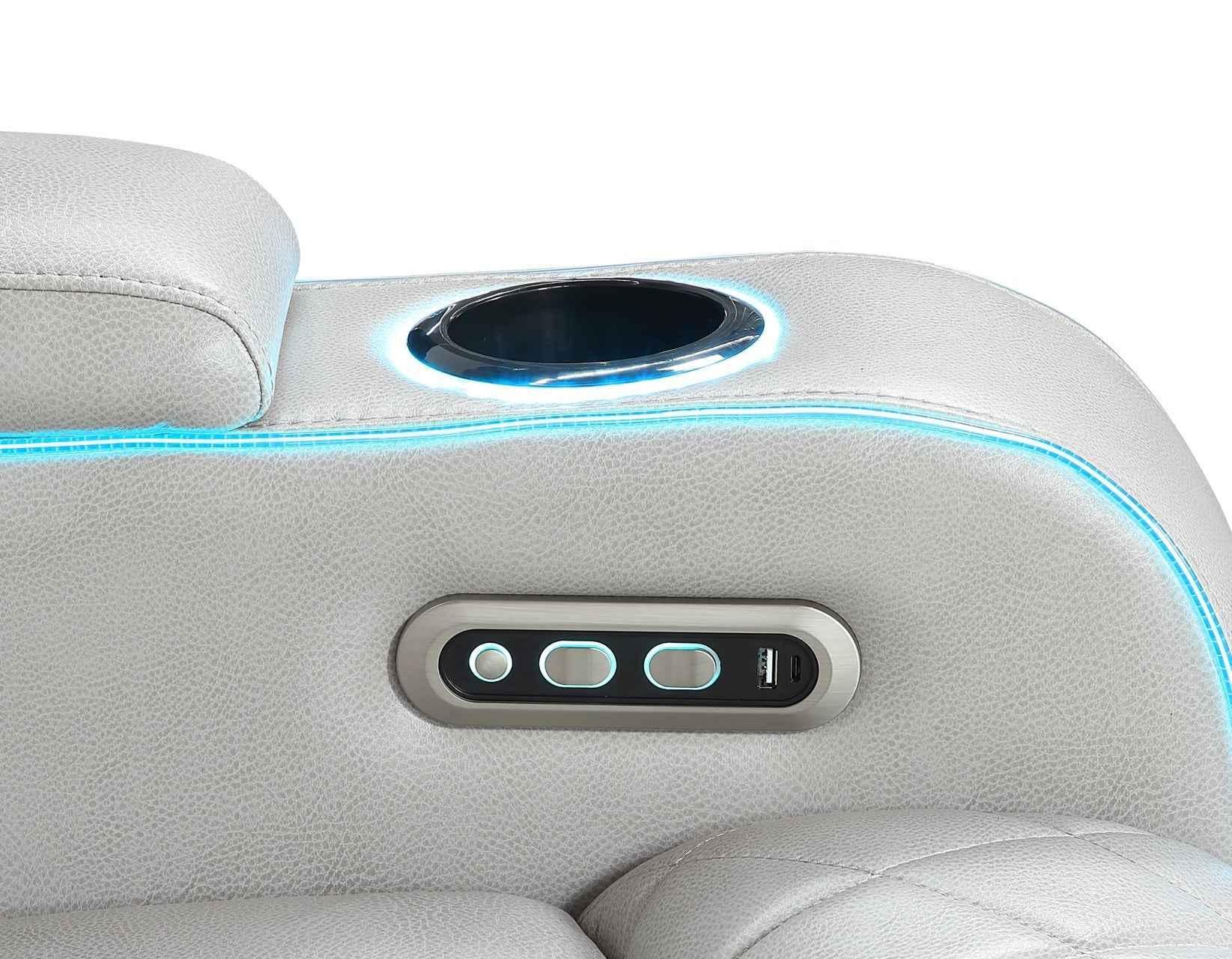 Luna Home Cinema Power Recliner, Ice Vegan Leather - Image 12