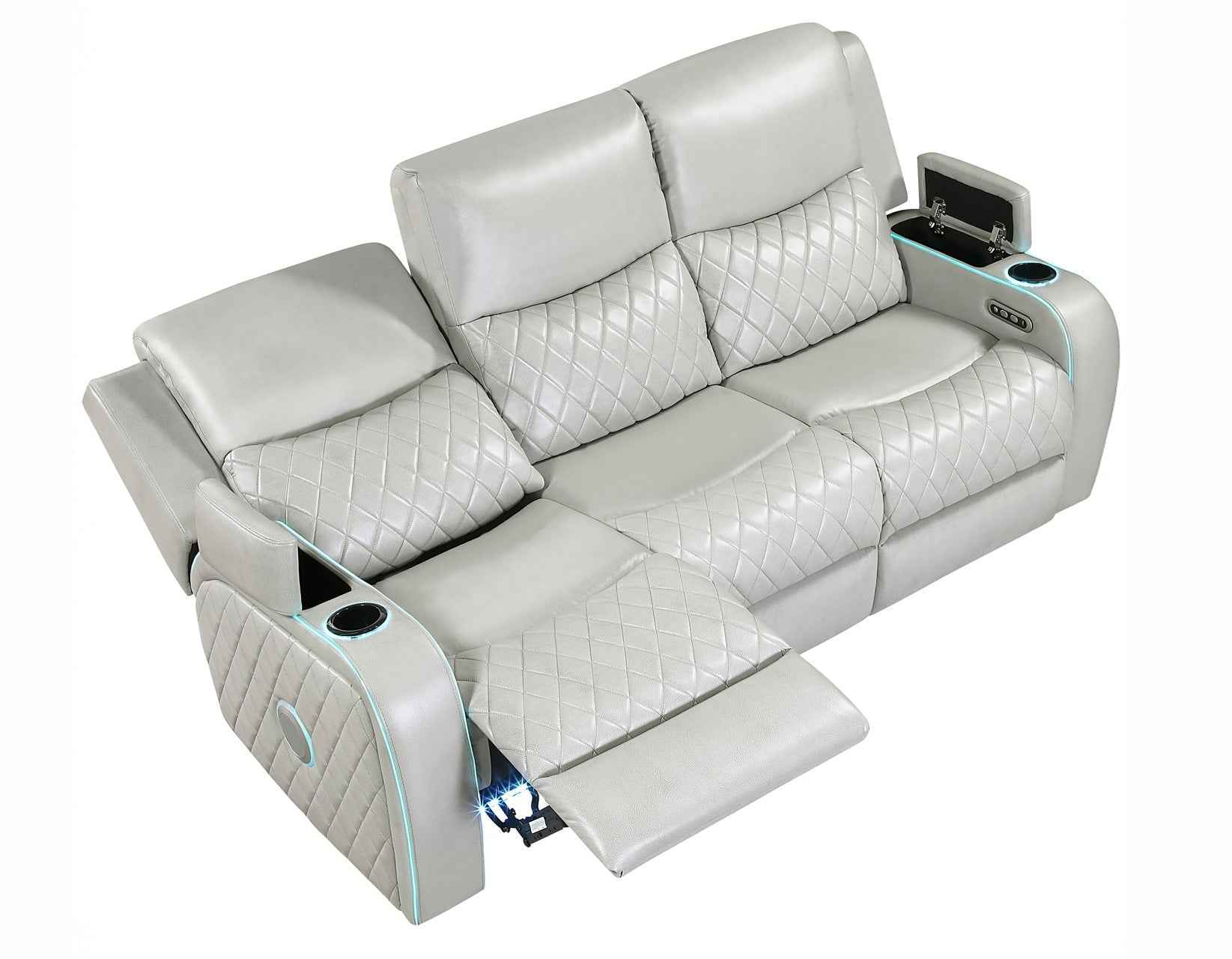 Luna Home Cinema Power Reclining Sofa, Ice Vegan Leather - Image 11