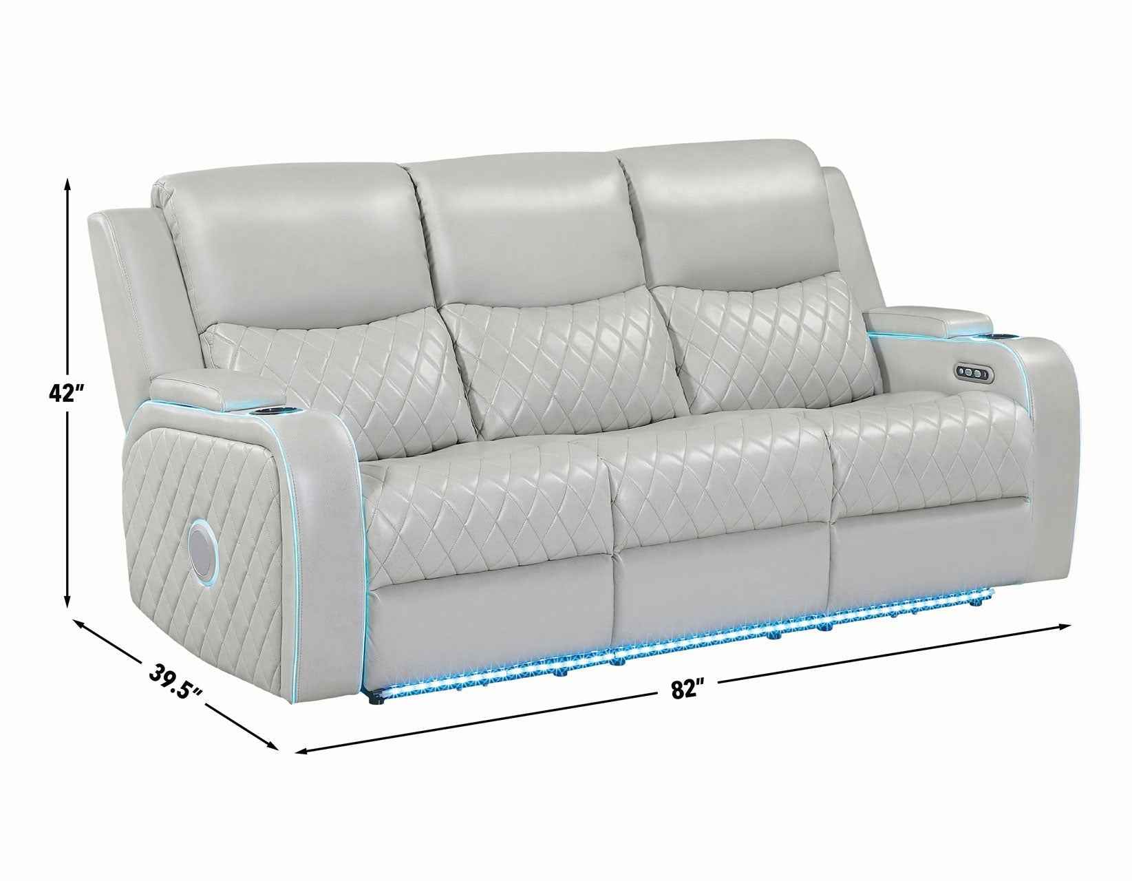Luna Home Cinema Power Reclining Sofa, Ice Vegan Leather - Image 17