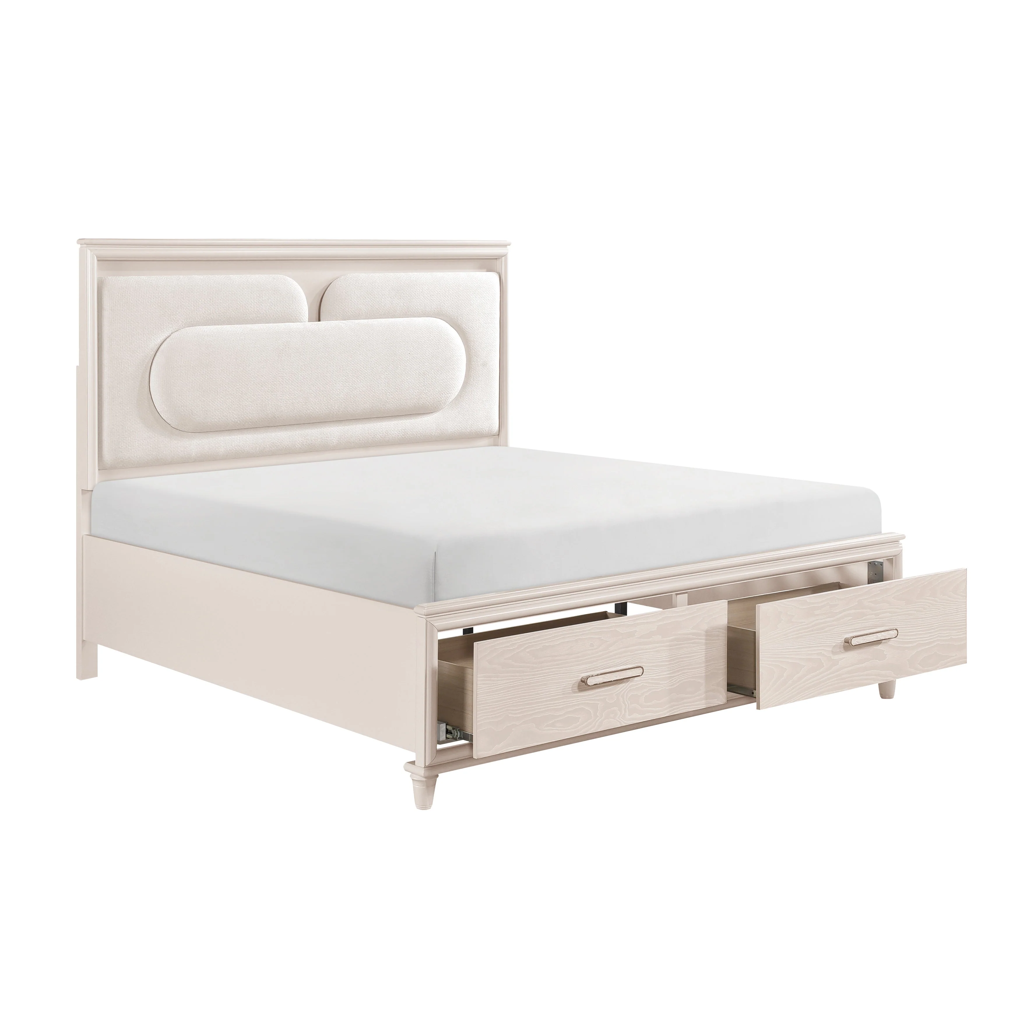 Lunaris Beige Queen Platform Bed with Footboard Storage - Image 11