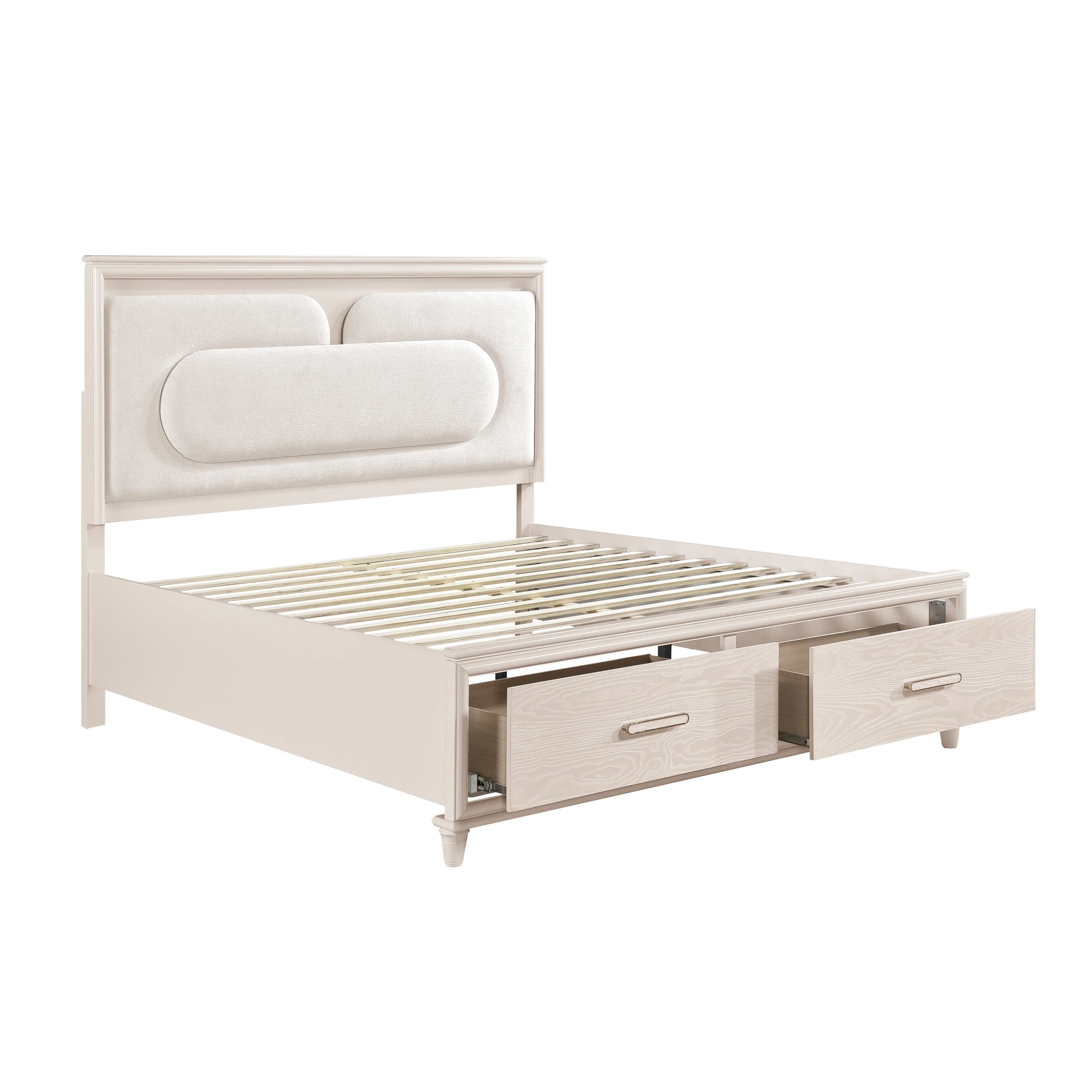 Lunaris Beige Queen Platform Bed with Footboard Storage - Image 12