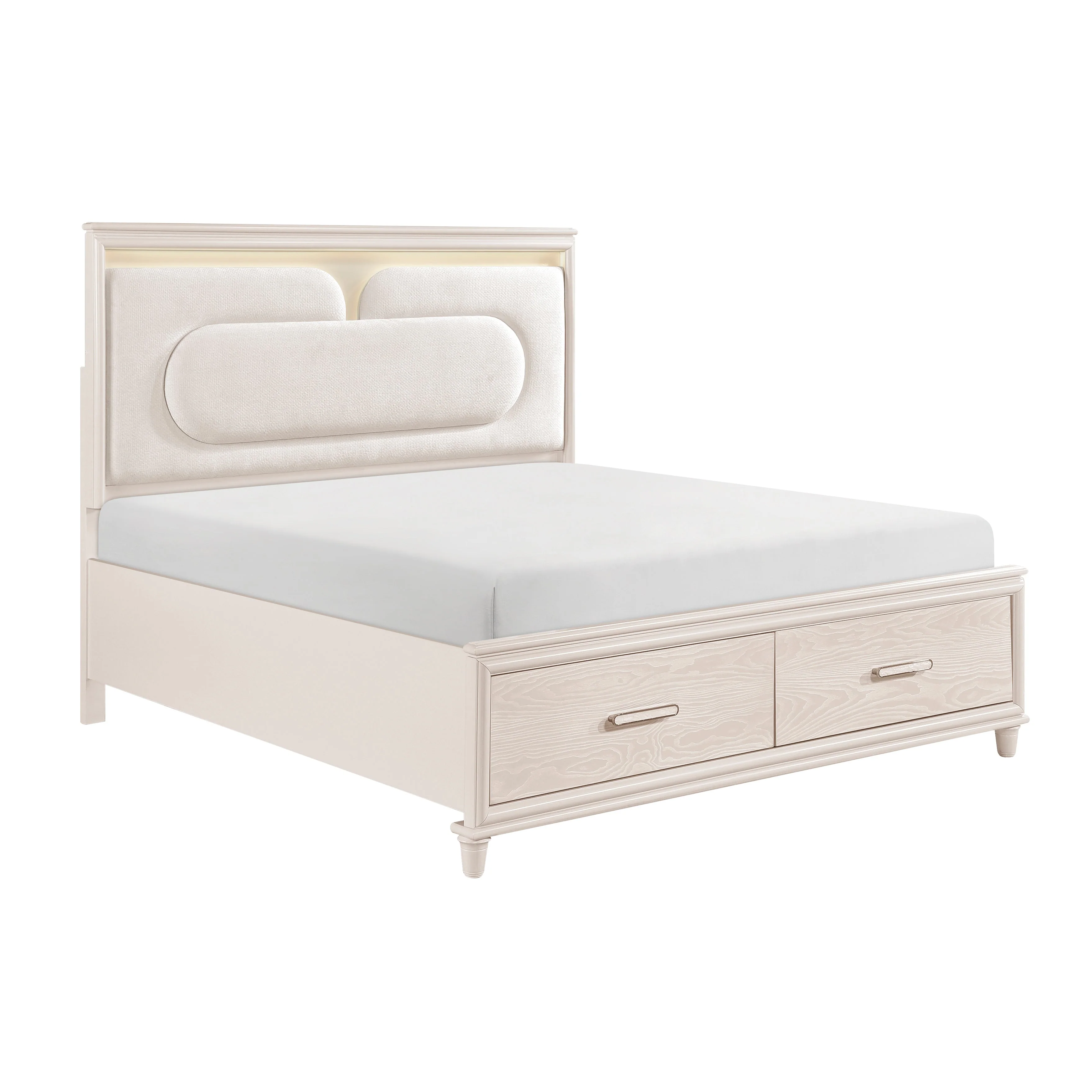 Lunaris Beige Queen Platform Bed with Footboard Storage - Image 5