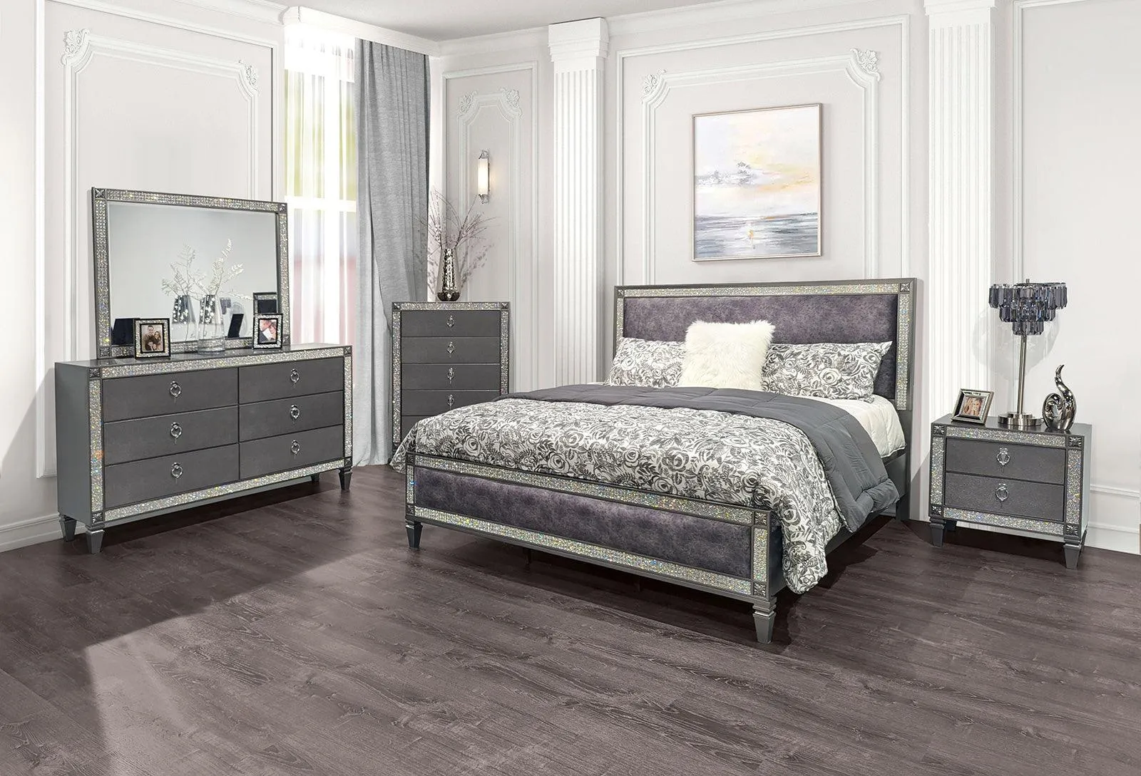 Lyanne Gray Upholstered King Bed - Image 2